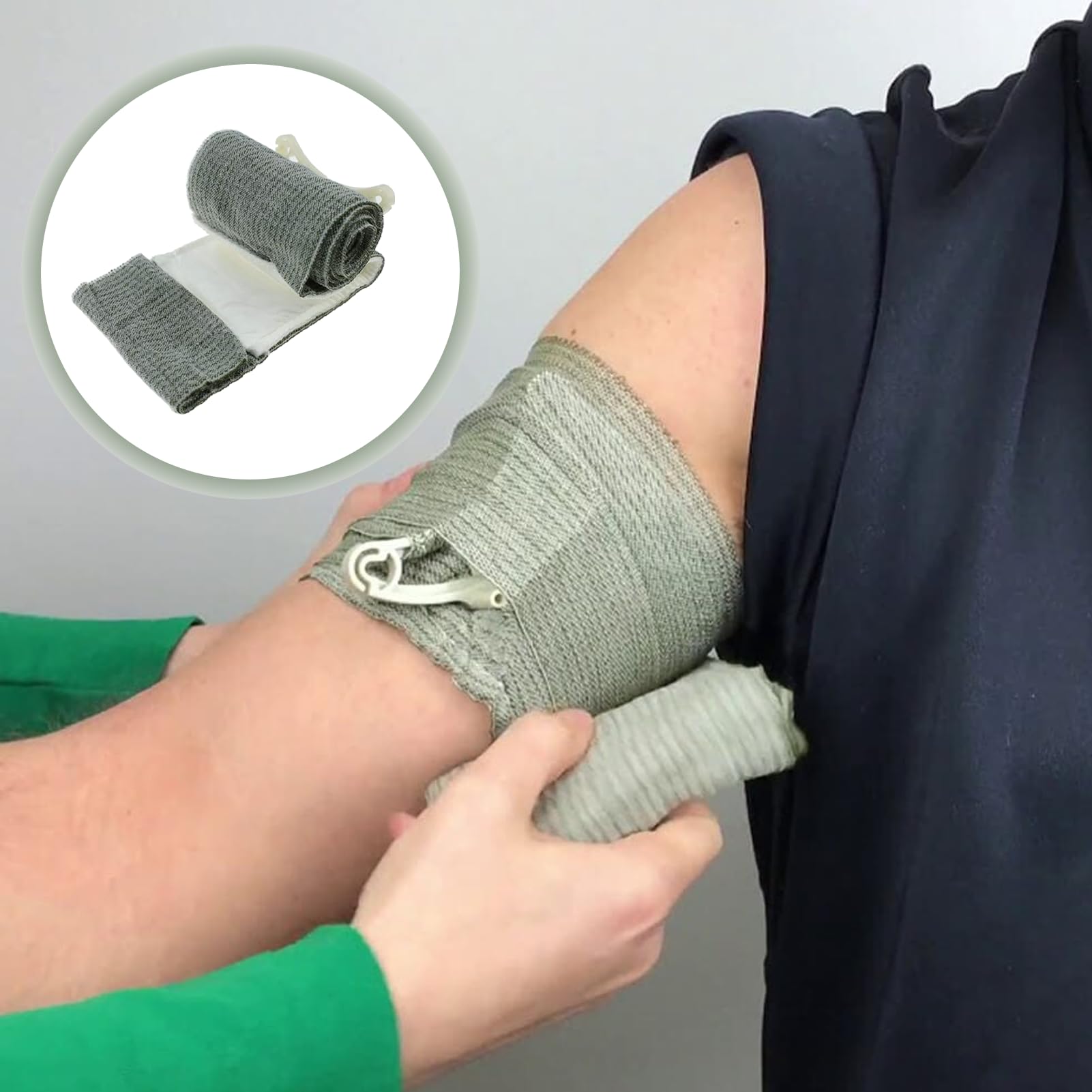 2 fasce tattiche israeliane da 4", fasciatura israeliana, con bendaggio a pressione sottovuoto, per sport all'aria aperta, campeggio, escursionismo, arrampicata