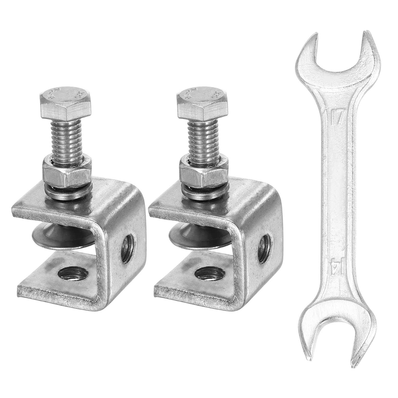 sourcing map 2PCS 304 Stainless Steel C Clamps Mini 3/4" (20mm) Wide Jaw Opening Small Galvanized U Clamp for Woodworking Welding Building Household Mounting