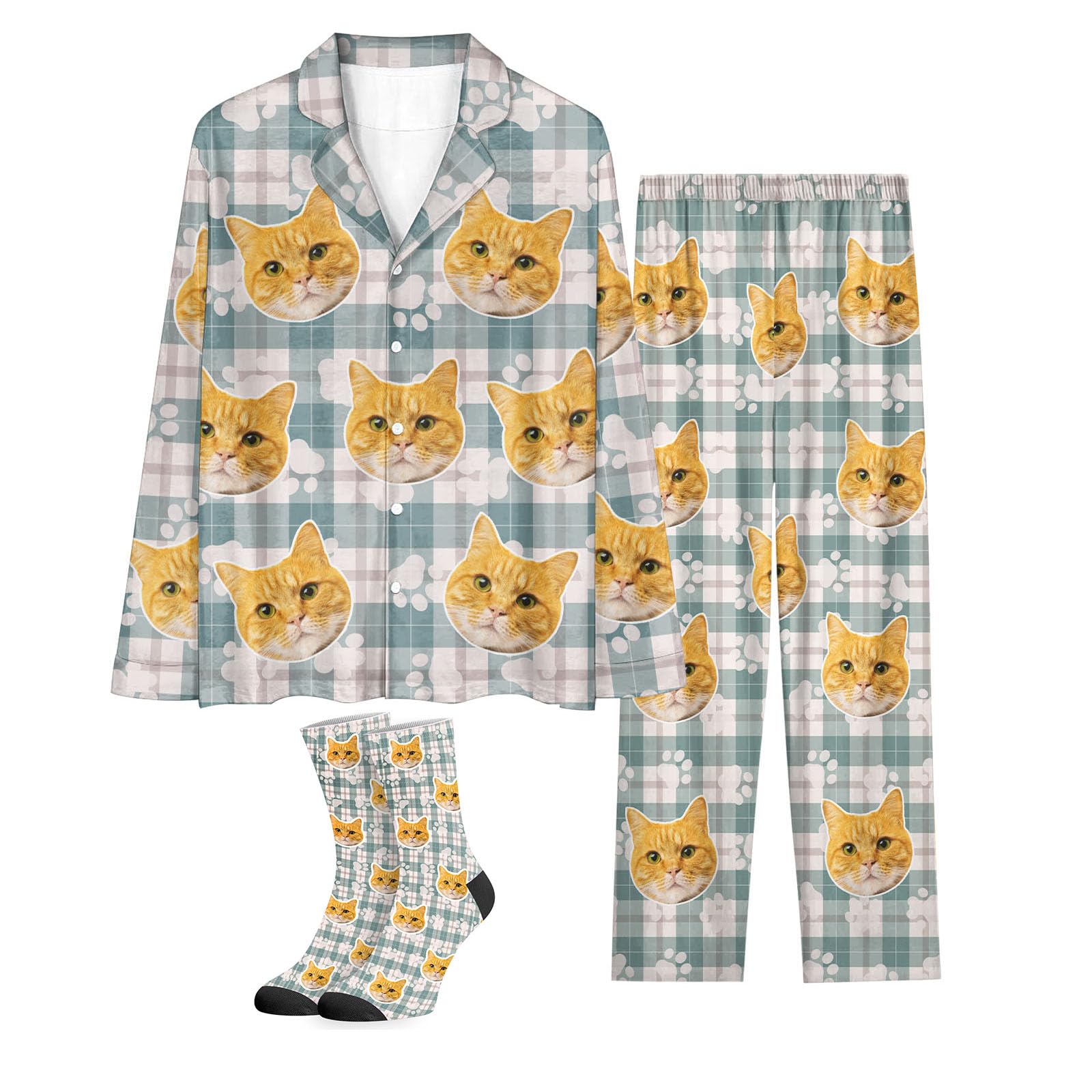 COLORSFORU Personalized Pajamas with Faces for Men Women, Pajamas Gifts For Family,Cat Mom,Dog Mom, Custom Christmas Pj