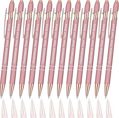 XJone 12 bolígrafos personalizados a granel con punta de lápiz óptico, bolígrafos de grabado personalizado con mensaje de logotipo de nombre, ideas