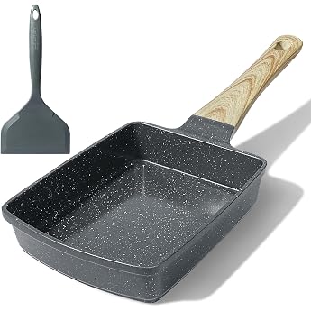 GiPP Tamagoyaki Induction Frying Pan 18 x 13 cm Japanese Omelet Pan Granite Non-Stick Coating PFOS/PFOA-Free Camping Pan Versatile Small Pan for Fried Breakfast Grey Tamagoyaki