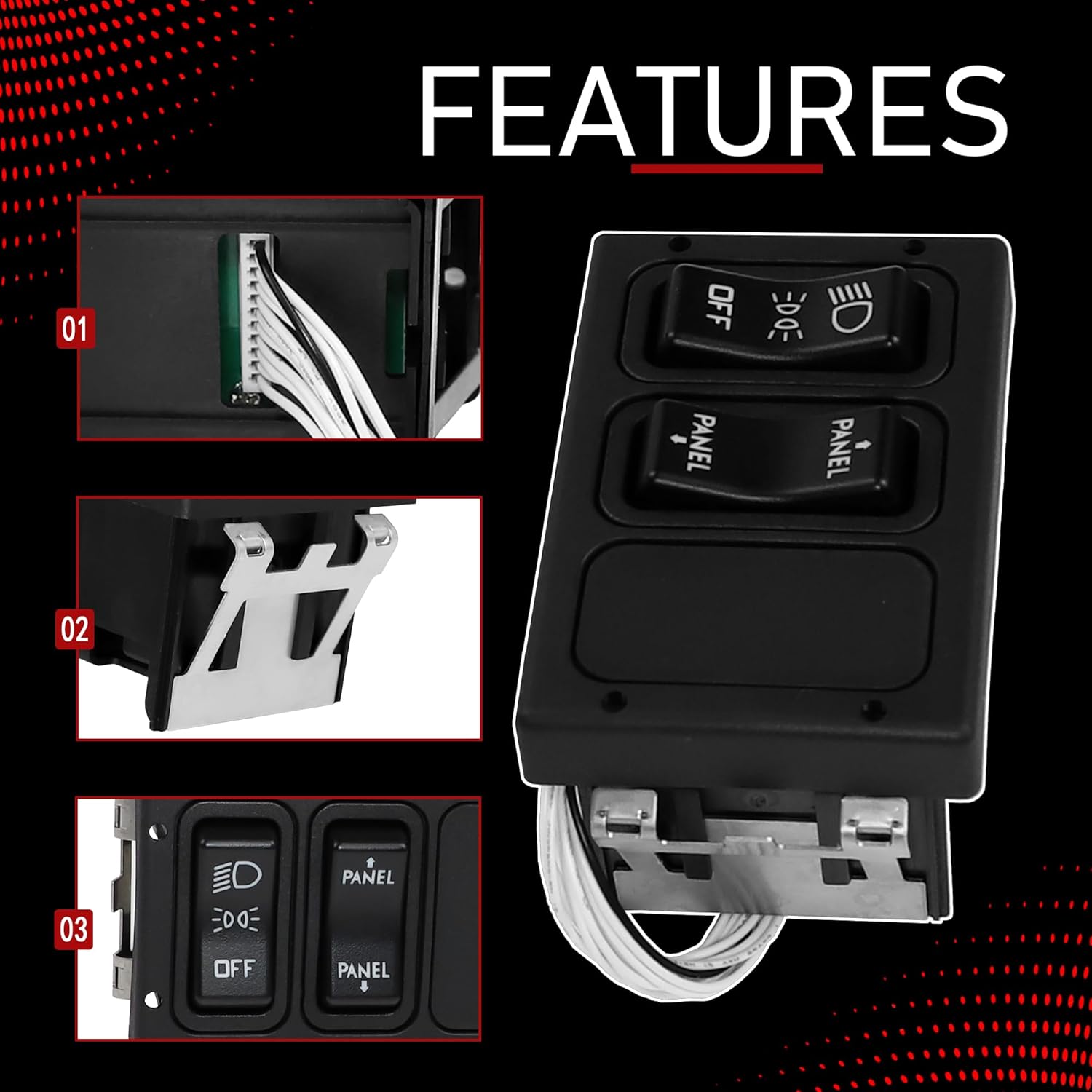 Heavy Duty Headlight Switch Housing Compatible with 2001-2004 International 3200 4200 4300 4400 7300 7400 7500 7600 RXT 8500 8600 Replaces 901-5107 2512518C91 3533417C91