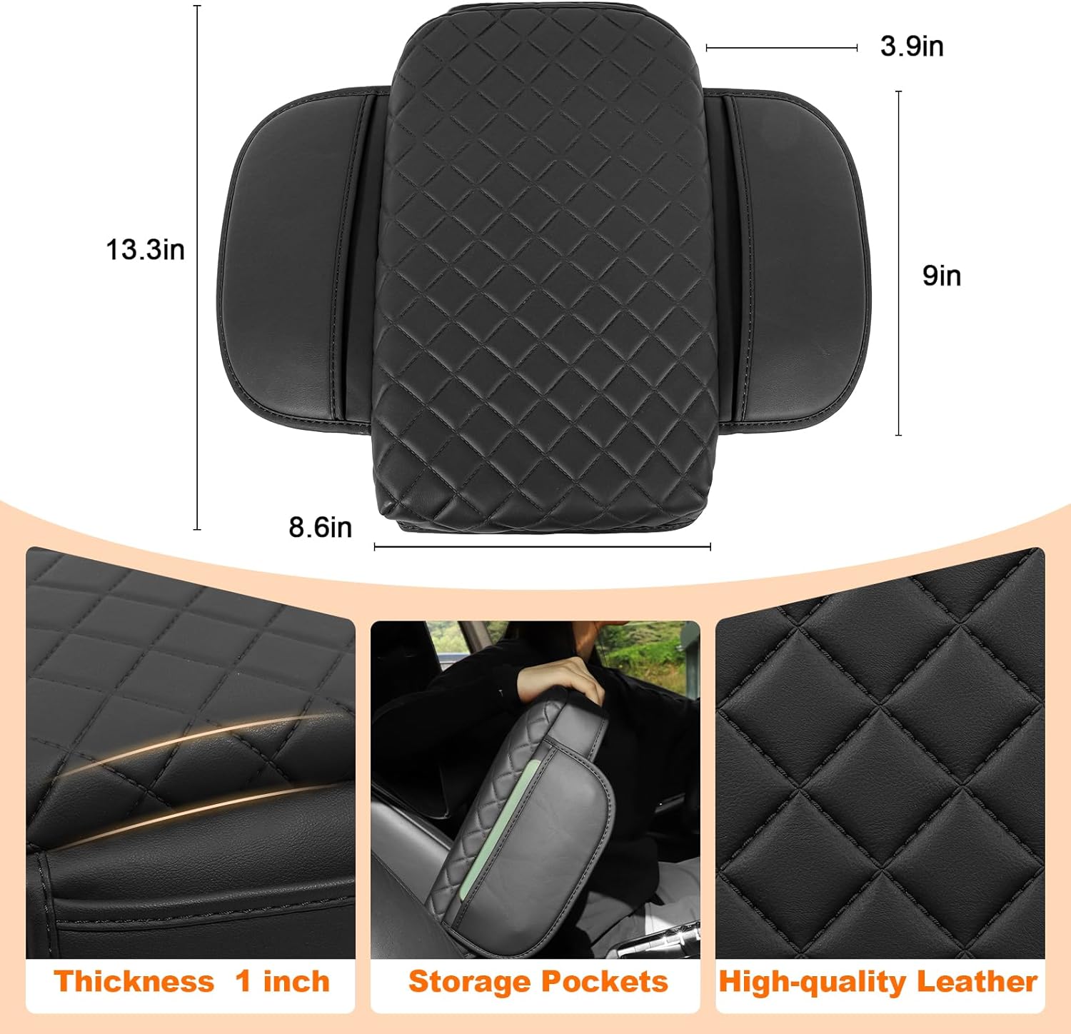 OKLSG Center Console Armrest Cover for 2026 2025 2024-2022 Nissan Frontier Accessories Arm Rest Pad Console Lid Protector Cushion Black with Pockets