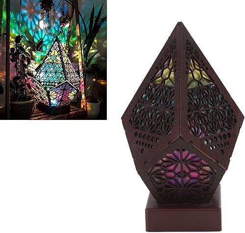 Polar Star - Lámpara de pie grande con carga USB estilo bohemio hueco geométrico retro lámpara decorativa de piso LED colorida luces coloridas de