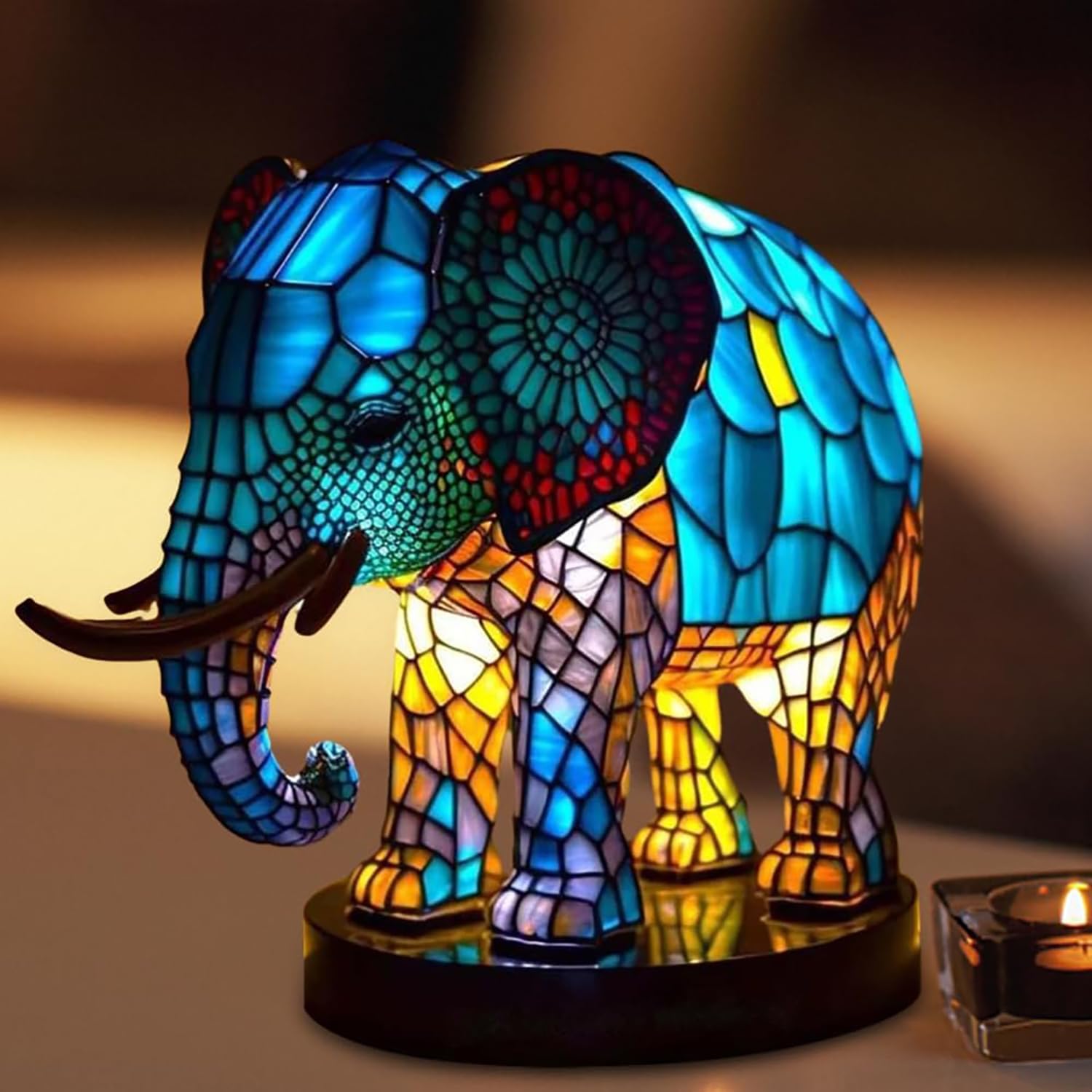 Lampade a forma di elefante in bronzo patinato nero, set di 2 in vendita su
