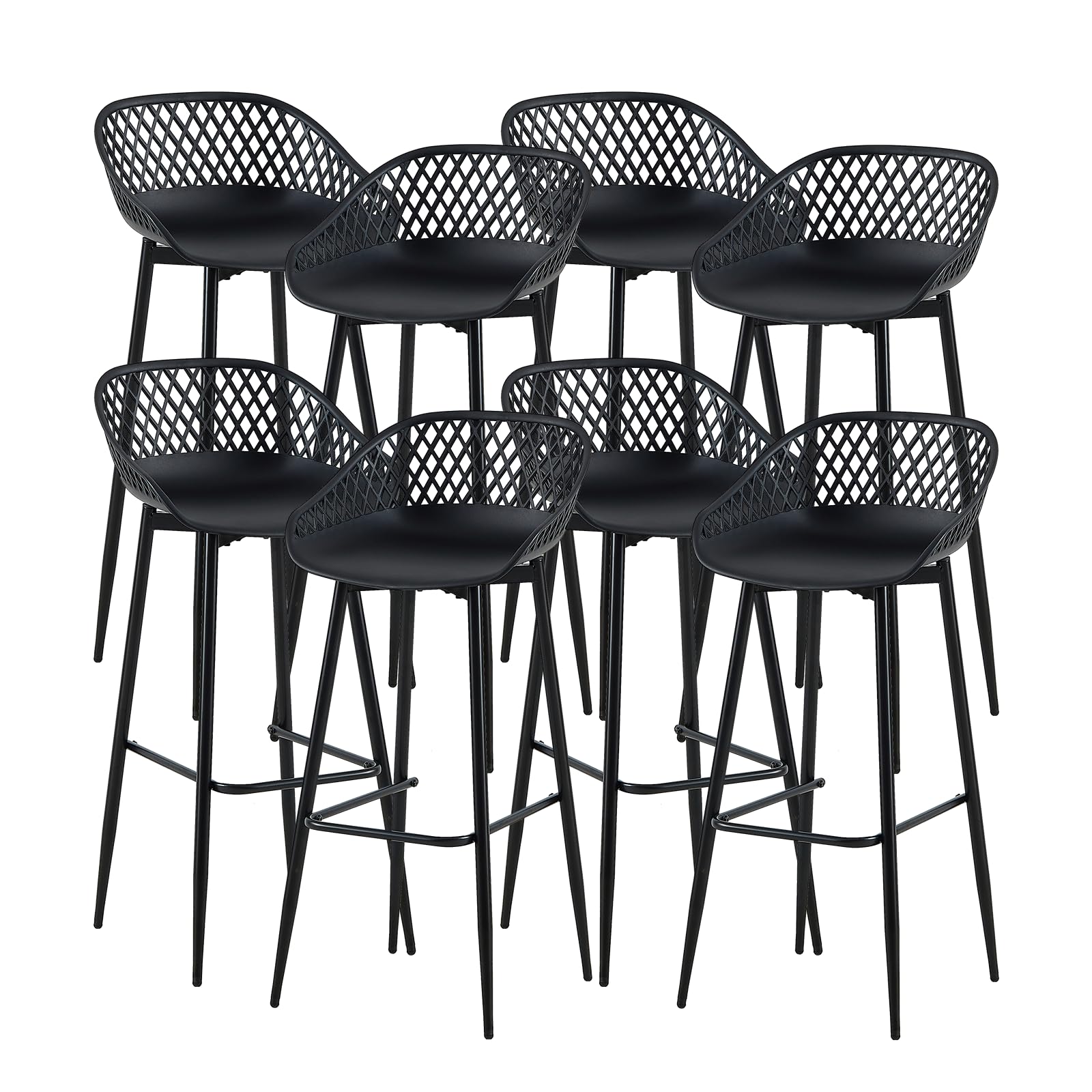 Tabourets de bar design en métal noir lot de 8 chaises de comptoir hautes haut de gamme