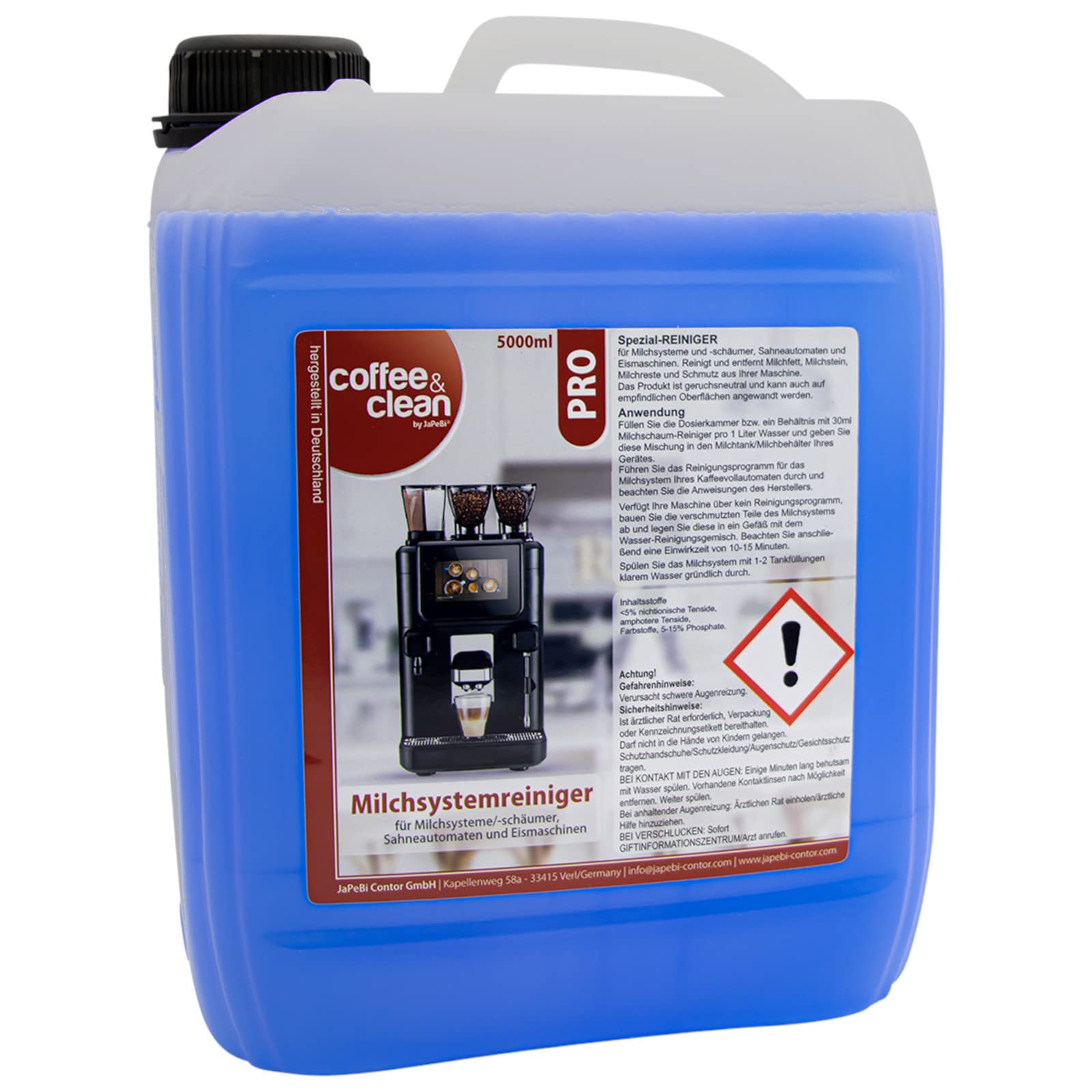 5L Milchschaumreiniger + 2L Flüssigentkalker für Kaffeevollautomaten für Kaffeevollautomaten Cappuccino- und Espresso-Maschinen Gastro