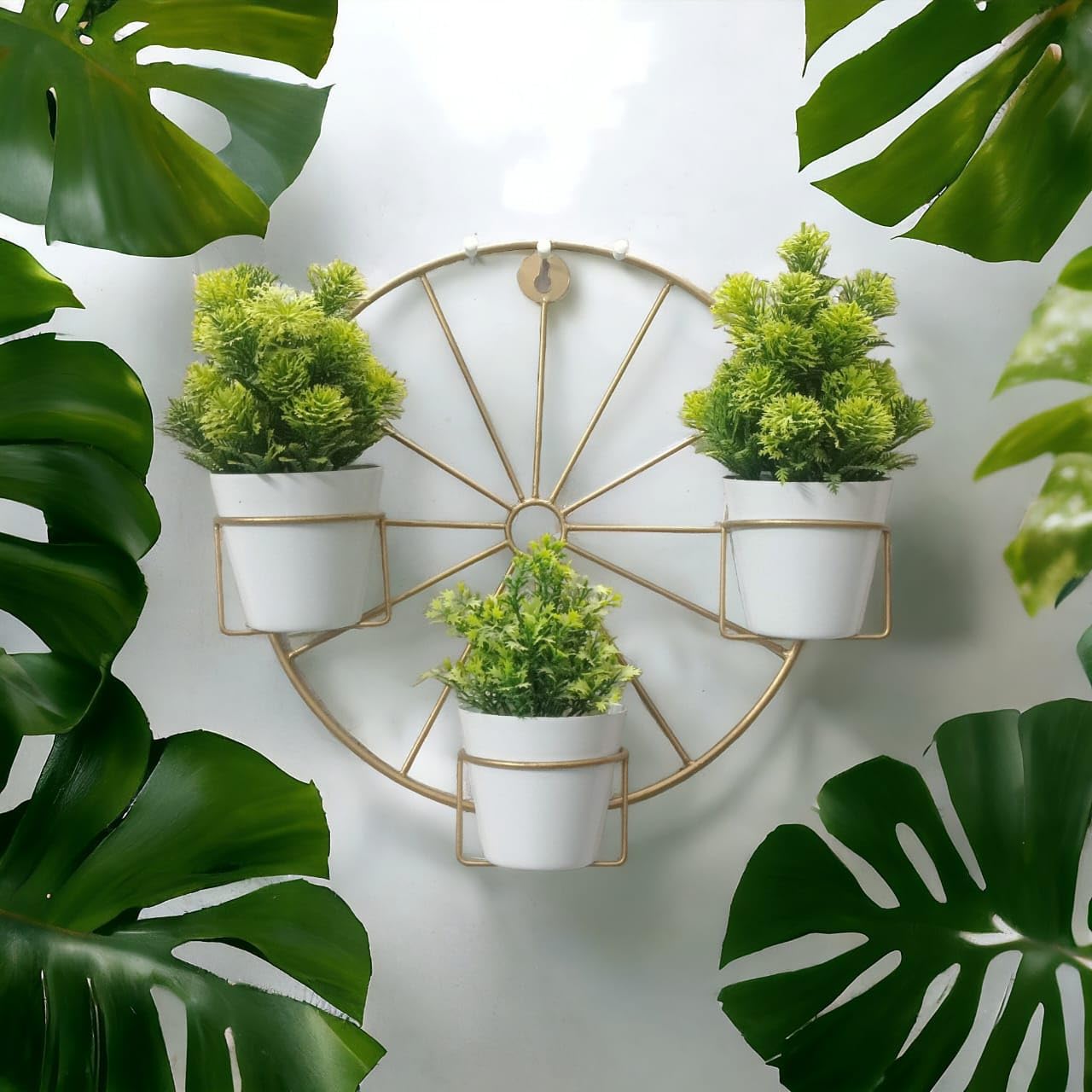 Decorate Dreams Wall Hanging Metal Planter Pots with Wheel Shape Stand for Living Room Balcony Patio Garden Home Decoration | Vertical Garden Hanging Decor | Hanging Planter Pack of 1 (B0D228BMW8) Amazon Price History, Amazon Price Tracker