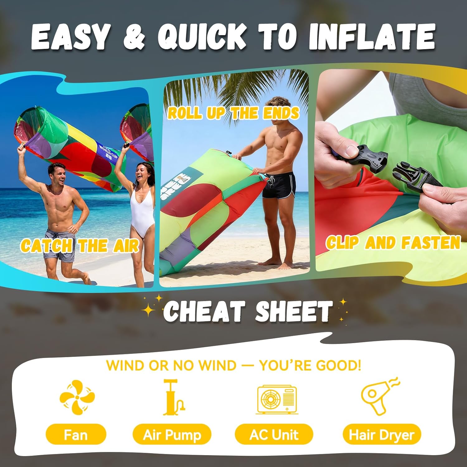 MESUCA FIFA World Cup 2026 Official Edition Inflatable Air Sofa Lounger, No Pump Air Couch for Beach Camping, 450lbs Portable Blow Up Chair, Waterproof 210T Polyester Outdoor Sun Lounge Multicolor