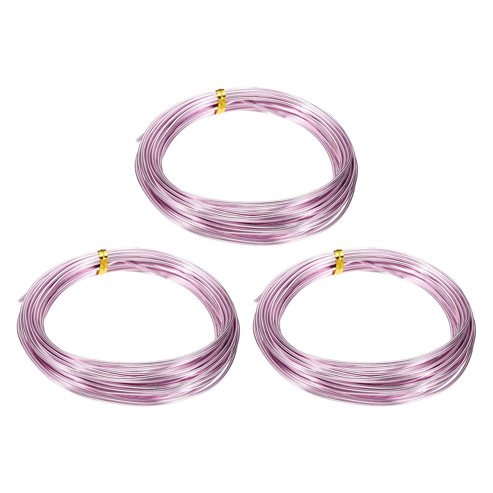 sourcing map 3 Roll Bonsai Wire 1.5mm Each Roll 32.8ft (10m) Anodized Aluminum Bonsai Wire for Gardening Tree Branch Fixing DIY Crafting, Pink