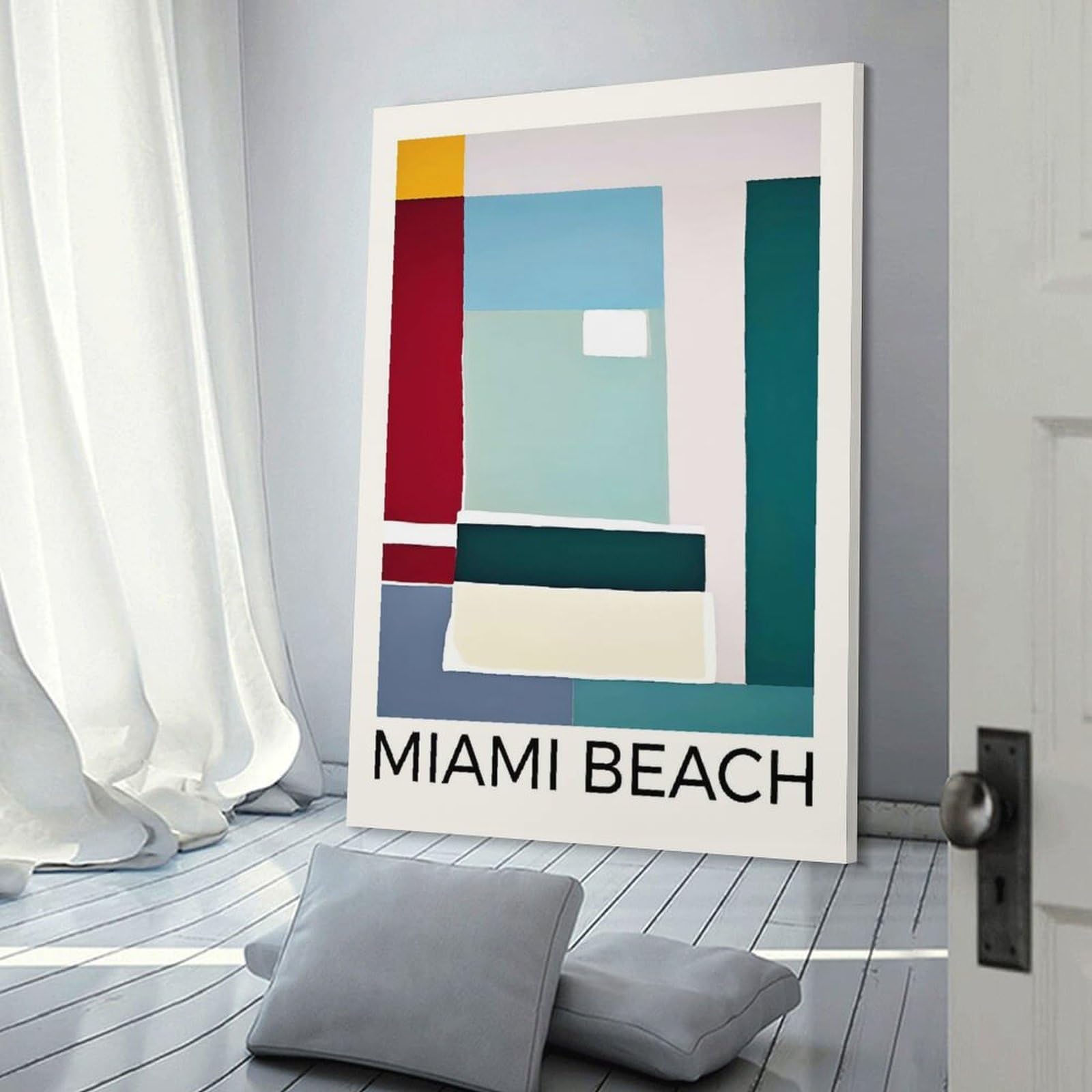 Junmoney Miami Beach Canvas Wall Decor, 24x36inch(60x90cm), for New Homes, Bedrooms Or Workspaces, Gift Idea for Housewarming And Birthdays