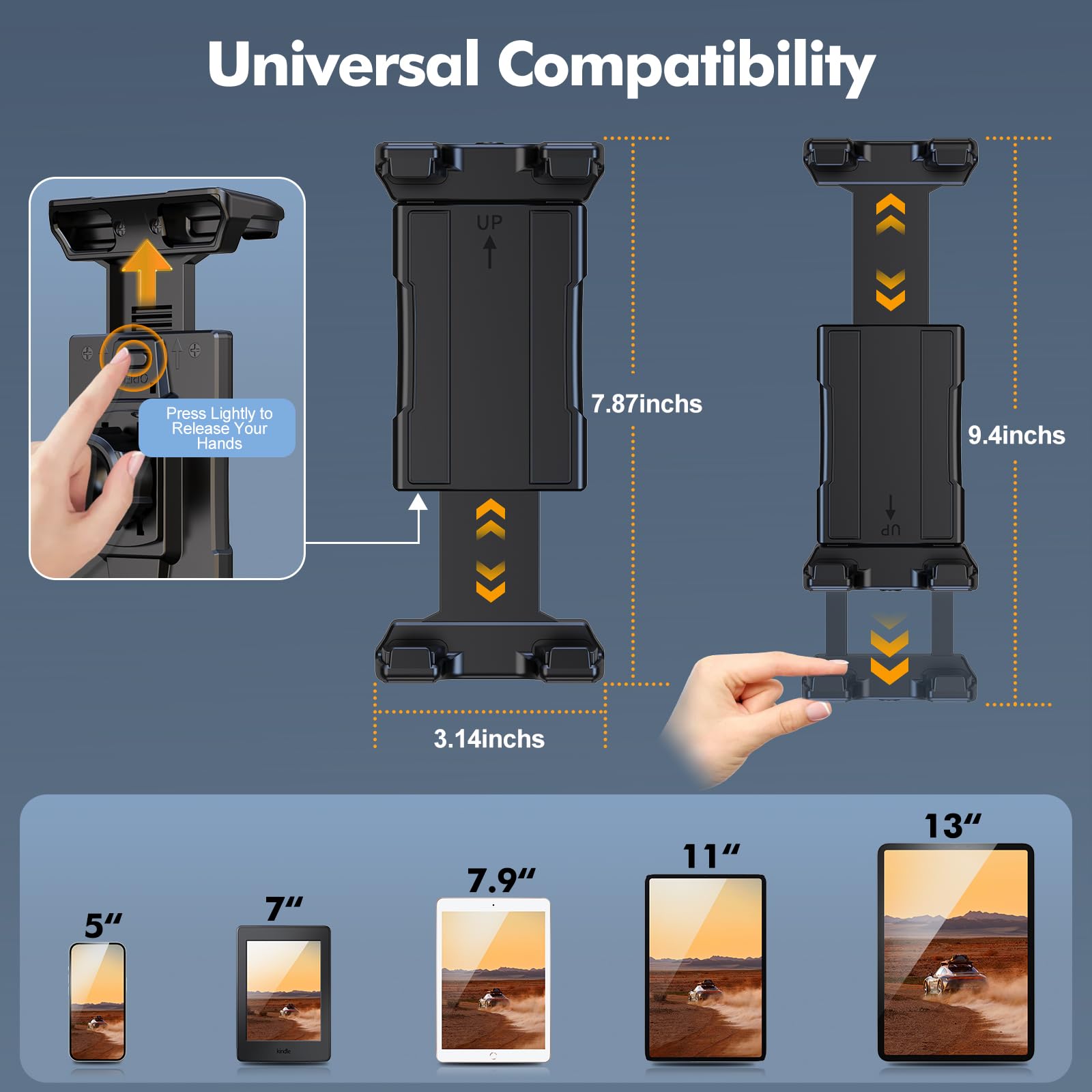 OHLPRO Soporte Tablet Coche, Rotación de 360 Grados Soporte iPad Salpicadero y Parabrisas, Ventosa Soporte Tablet para iPad/iPad Mini iPhone, Smartphones y Tablets 5-13" para Coche, Pared, Escritorio