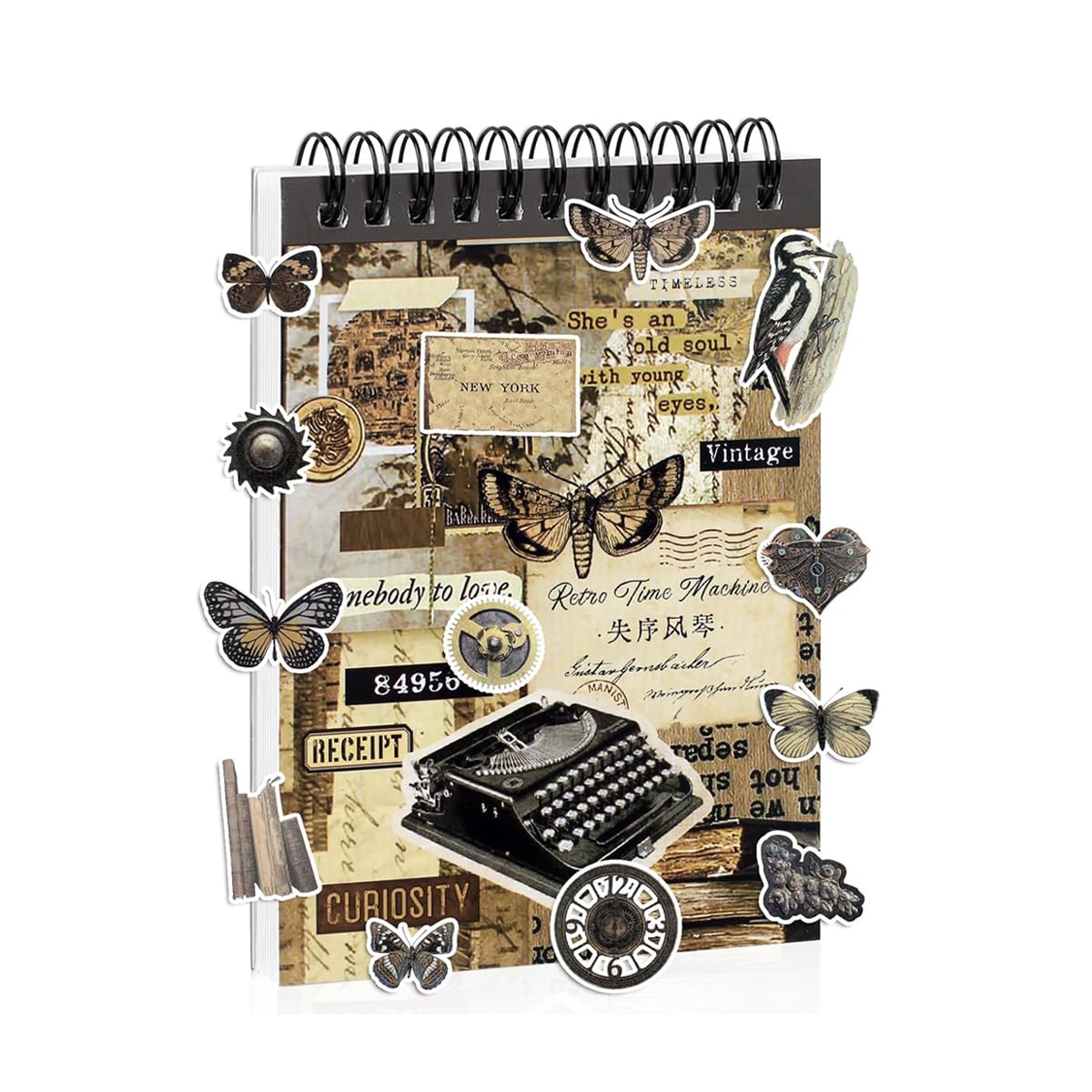 HASTHIP® 595PCS Pre Cut Vintage Stickers Book, 50 Sheets Brown Washi Scrapbooking Ephemera for Journaling, Junk Journal Supplies DIY Crafts Stickers-picture-39