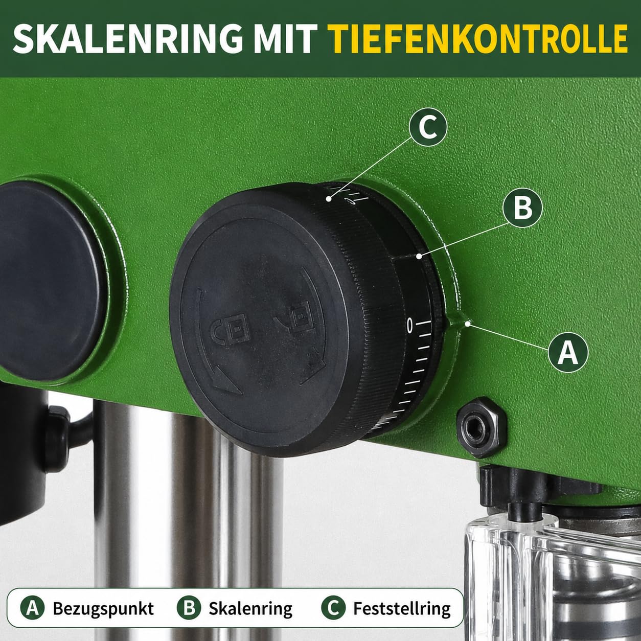 Präzisions-Tischbohrmaschine RB14-VS, 350W DC-Motor, 350–2500 U/min, 1,5–13 mm Bohrfutter, Digitalanzeige, Laser & LED, Tiefenanschlag für Holz Metall Kunststoff, Säulenbohrmaschine