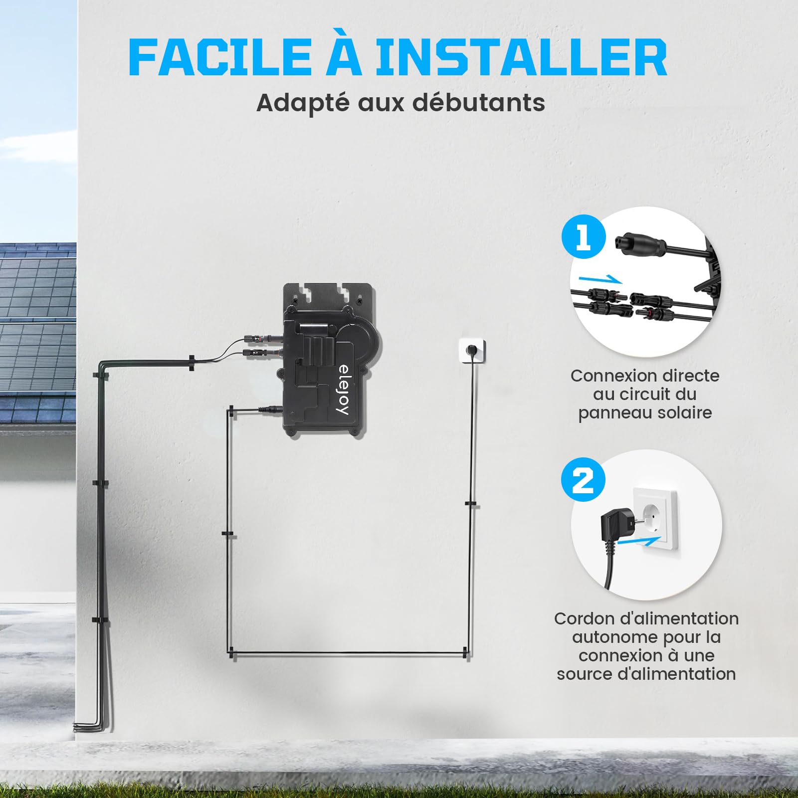 500W Micro Inverteur Solaire Plug & Play 97% Efficacité | IP65 avec WiFi et Bluetooth Inverteur Plug & Play Idéal Pour Balcon et Centrale électrique Extérieure
