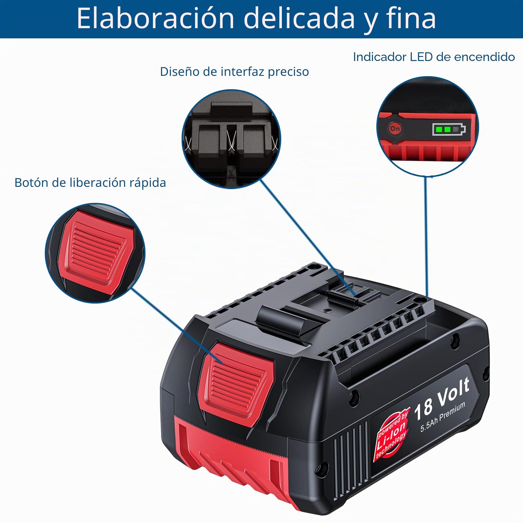 Batería de repuesto para batería Bosch de 18V BAT609 BAT622 BAT609G BAT618G BAT619 BAT619G BAT610G BAT618 para todas las herramientas eléctricas de batería de litio de 18 V