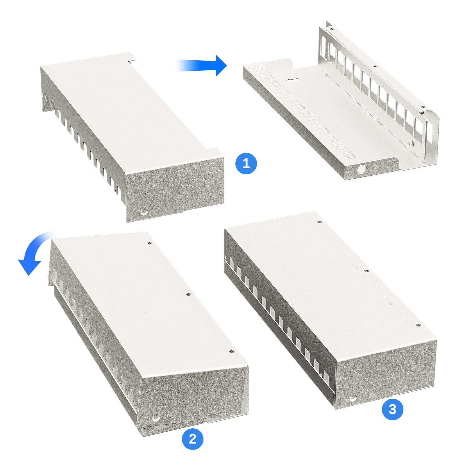 FGB Pannello patch CAT7 a 12 porte con 12 moduli jack Keystone CAT.7 RJ45 | 10 Gbps, pannello di distribuzione STP per rete LAN DSL, compatibile CAT6, CAT6a, CAT7, CAT8, cavo di rete