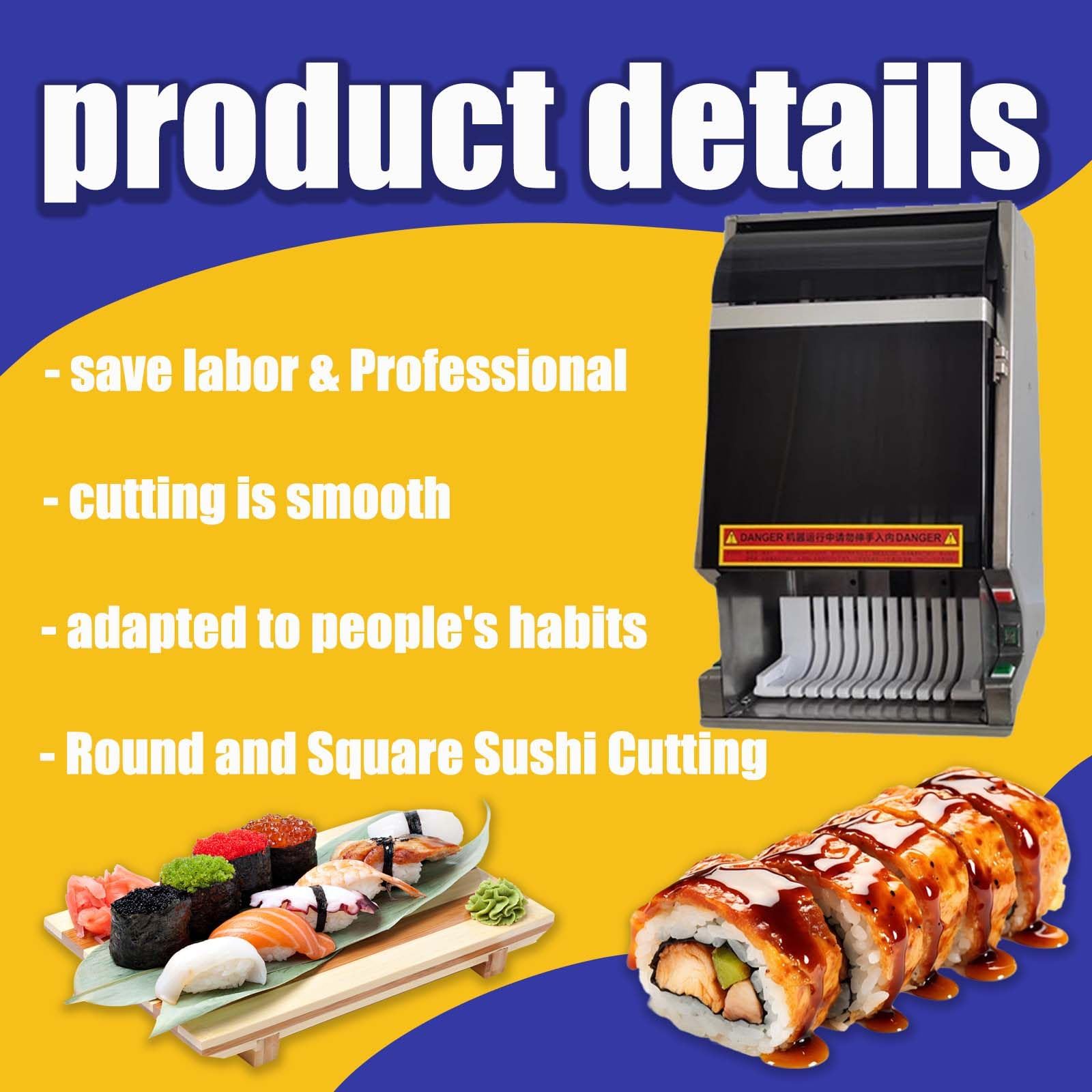 BANGBANGJI Automatischer Sushi-Maker, 8/10/12 Scheiben, automatische Sushi-Rollenschneidemaschine, für Restaurant, Küche, mit Edelstahlklinge, automatischer Sushi-Rollenschneider 8pieces