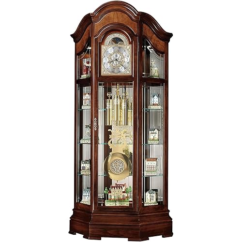Howard Miller Majestic II Floor Clock, Wood Curio Cabinet, Triple Chimes & Pendulum Volume Control Storage Cabinets, Led Illuminated Shelves Best for Home Decor, Office & Farmhouse