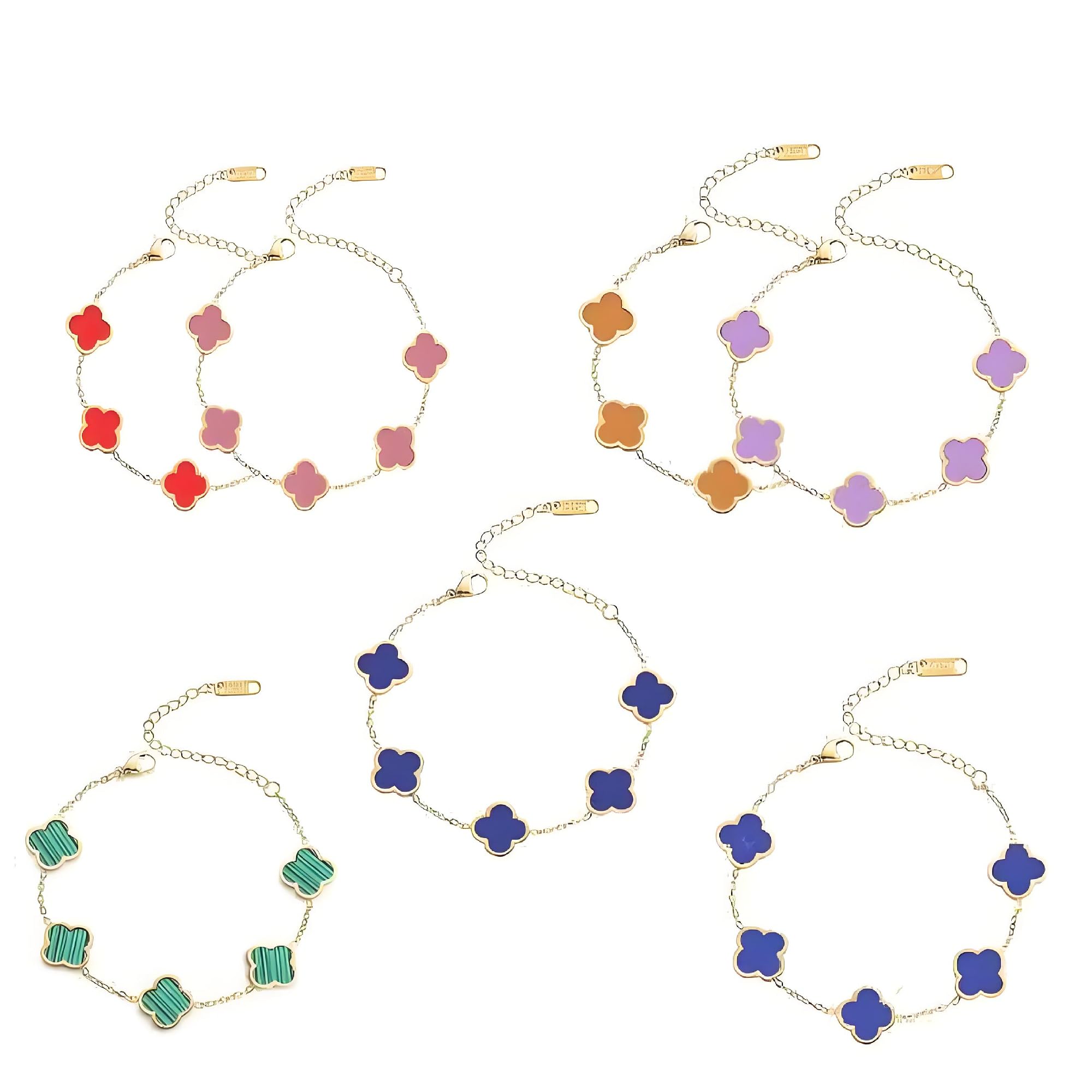 Agemoss 18K gold-plated mother of pearl enamel, adjustable clover lucky bracelet for women/New Year gift/Valentine's Day gift