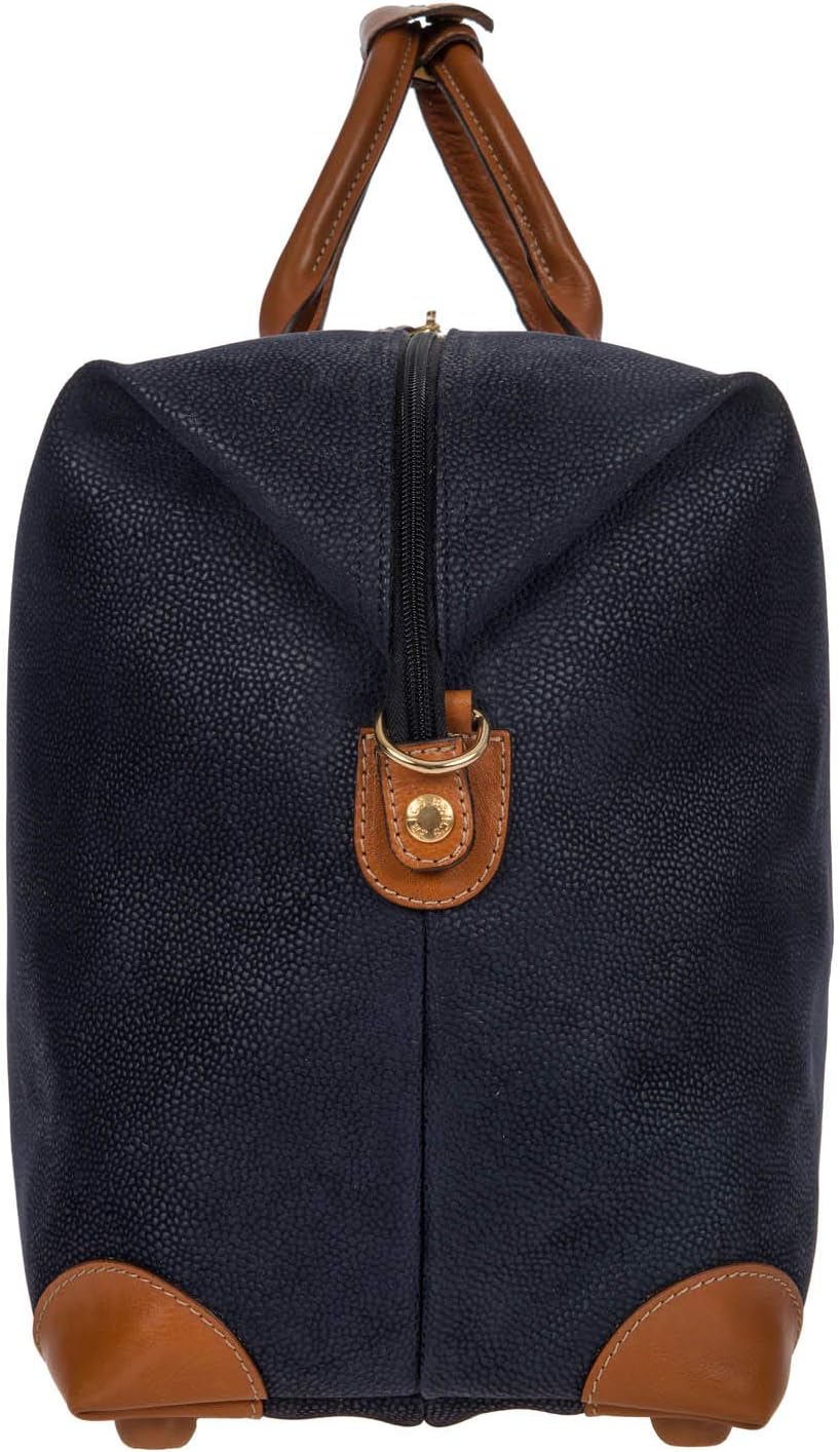 Bric's LIFE Cargo Duffel Bag, Luxury Travel Weekender with Water-Resistant Faux Suede and Leather Details – 22 Inch, Blue