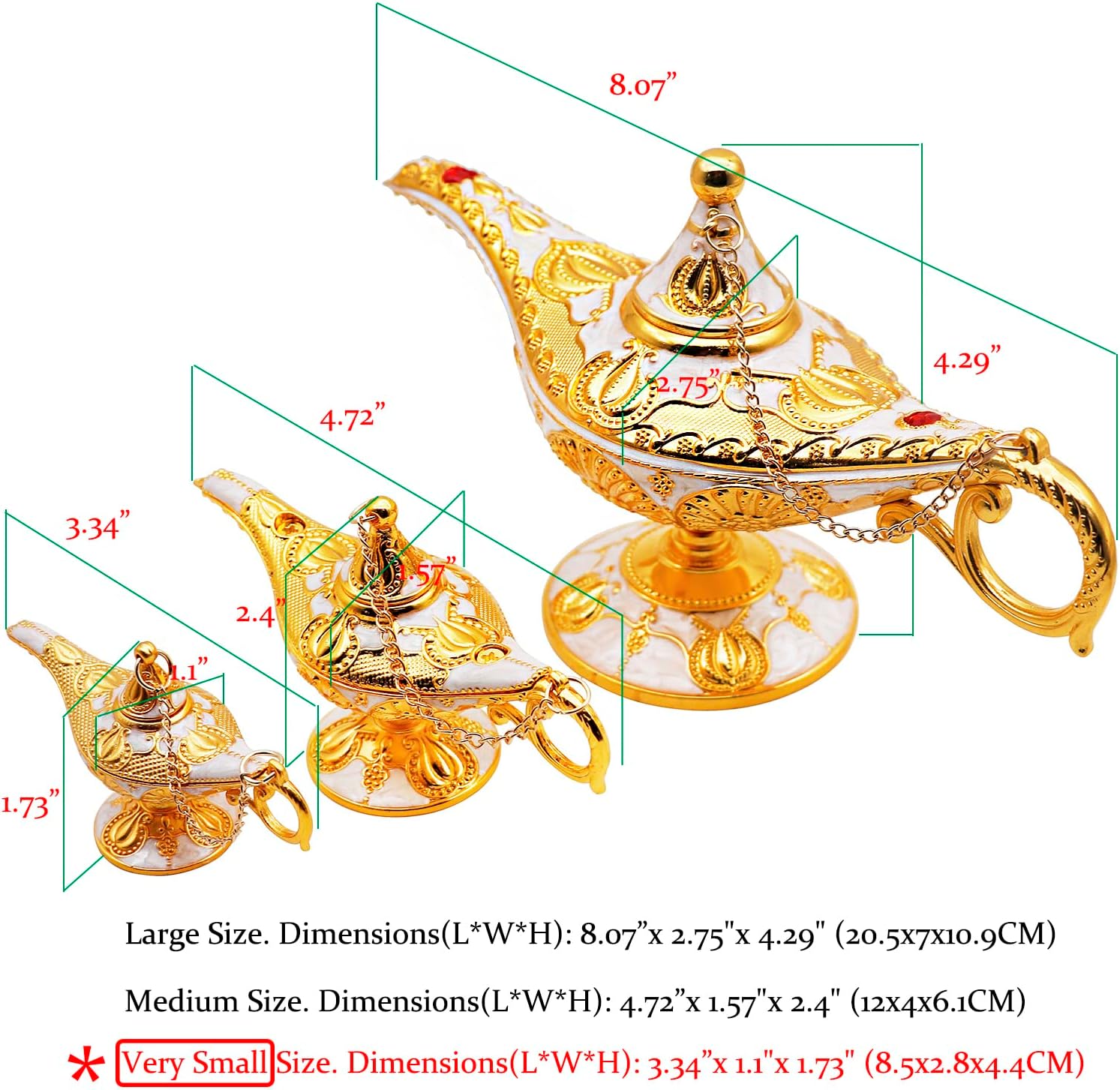 Hsiwto Pack of 12 Aladdin Magic Genie Lamps - Classic Vintage Magic Genie Light Costume Lamp for Home Wedding Table Decoration, Tiny Size, White