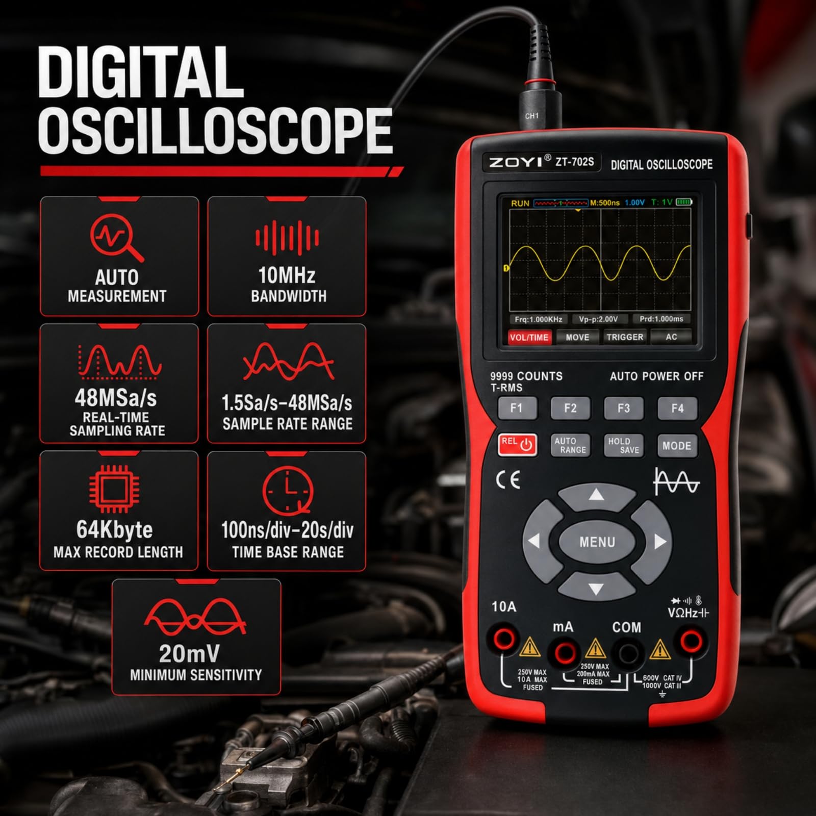 ZOTEK 702S Oscilloscope Multimeter - 2-in-1 Repair Tool -3