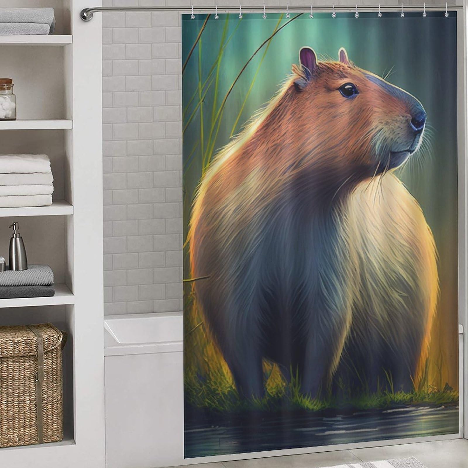 Rideaux de salle de bain capybara polyester imperméable 143x180cm