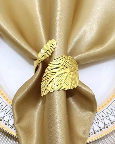 Miniatura 3 de SEEBRIDER Servilleteros plateados, 6 servilleteros de hoja de metal para ajuste de mesa, boda, cumpleaños, aniversario, Pascua, Navidad, Halloween,