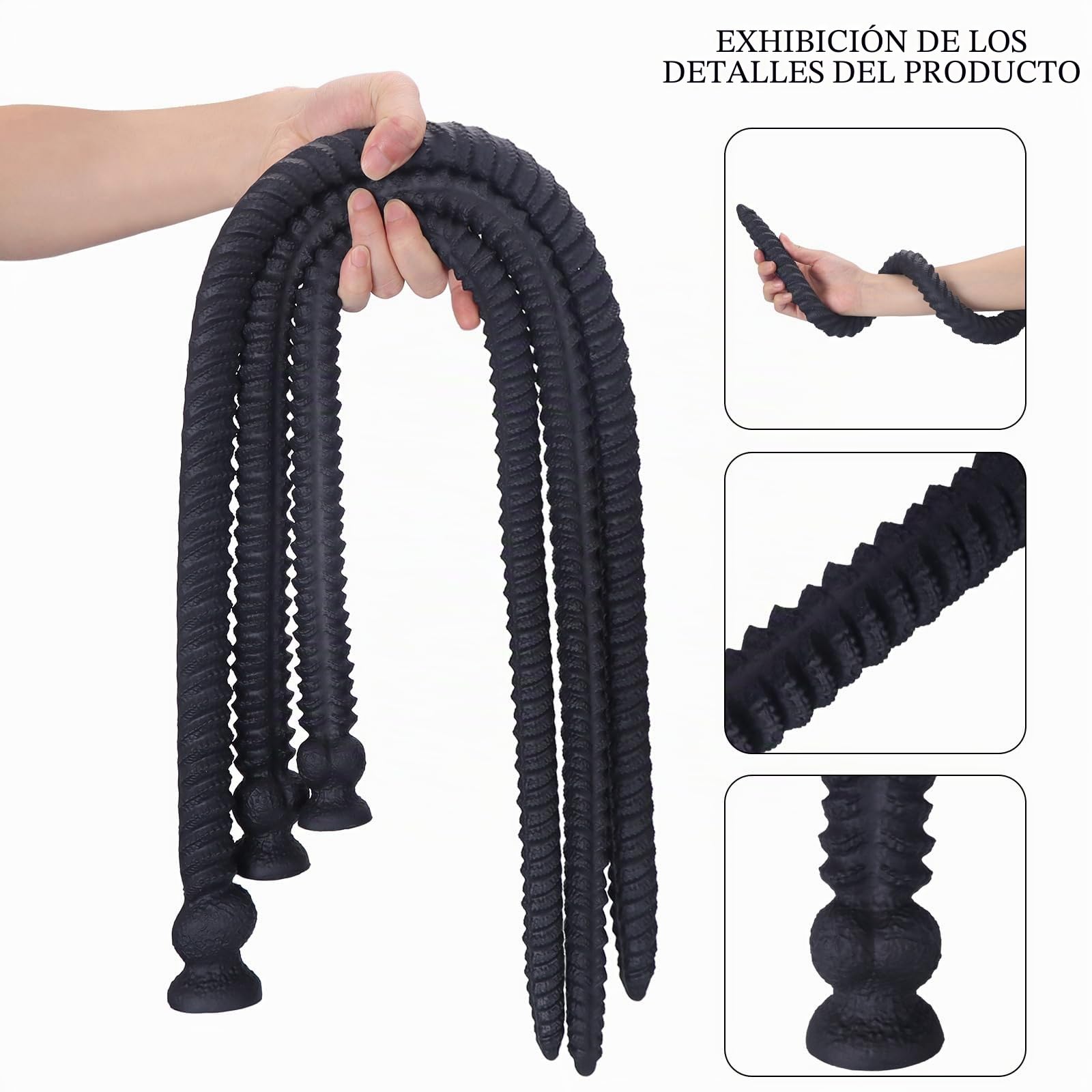 AMAZBEE AnalPlugs extra lunghi con ventose Butt Plugs in silicone per la dilatazione anale e vaginale Dildo anali filettati per la stimolazione della prostata e del punto G (L)