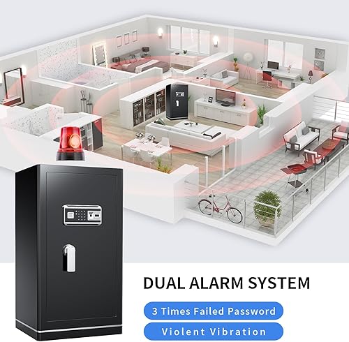 Miniatura 6 de Caja fuerte biométrica a prueba de huellas dactilares para oficina en casa, 8.1 pies cúbicos, WiFi, resistente, resistente a los robos, con estantes