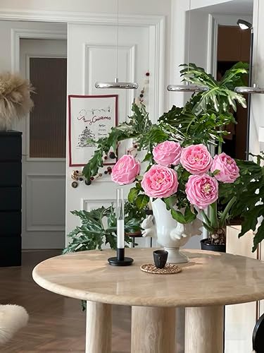 Miniatura 2 de YalzoneMet Rosas Artificiales Big Bloom de 3.5 pulgadas, Rosa, 4 Piezas, Rosas de Tacto Real con Tallos Largos Falsos de 17.7 Pulgadas, Rosas