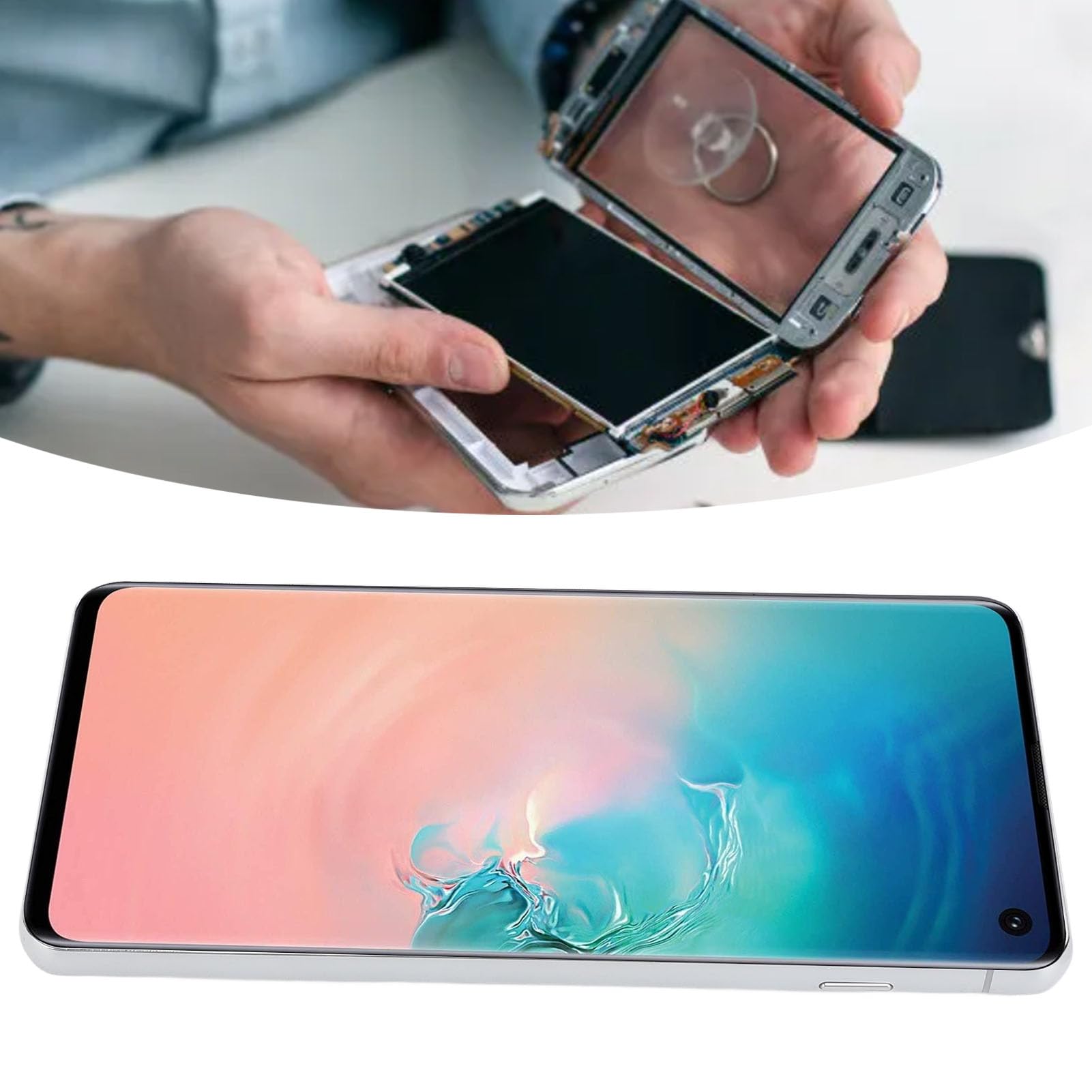 Naroote Wymiana Ekranu dla S10 6,1-calowy Digitizer Tft z ramką (SILVER)