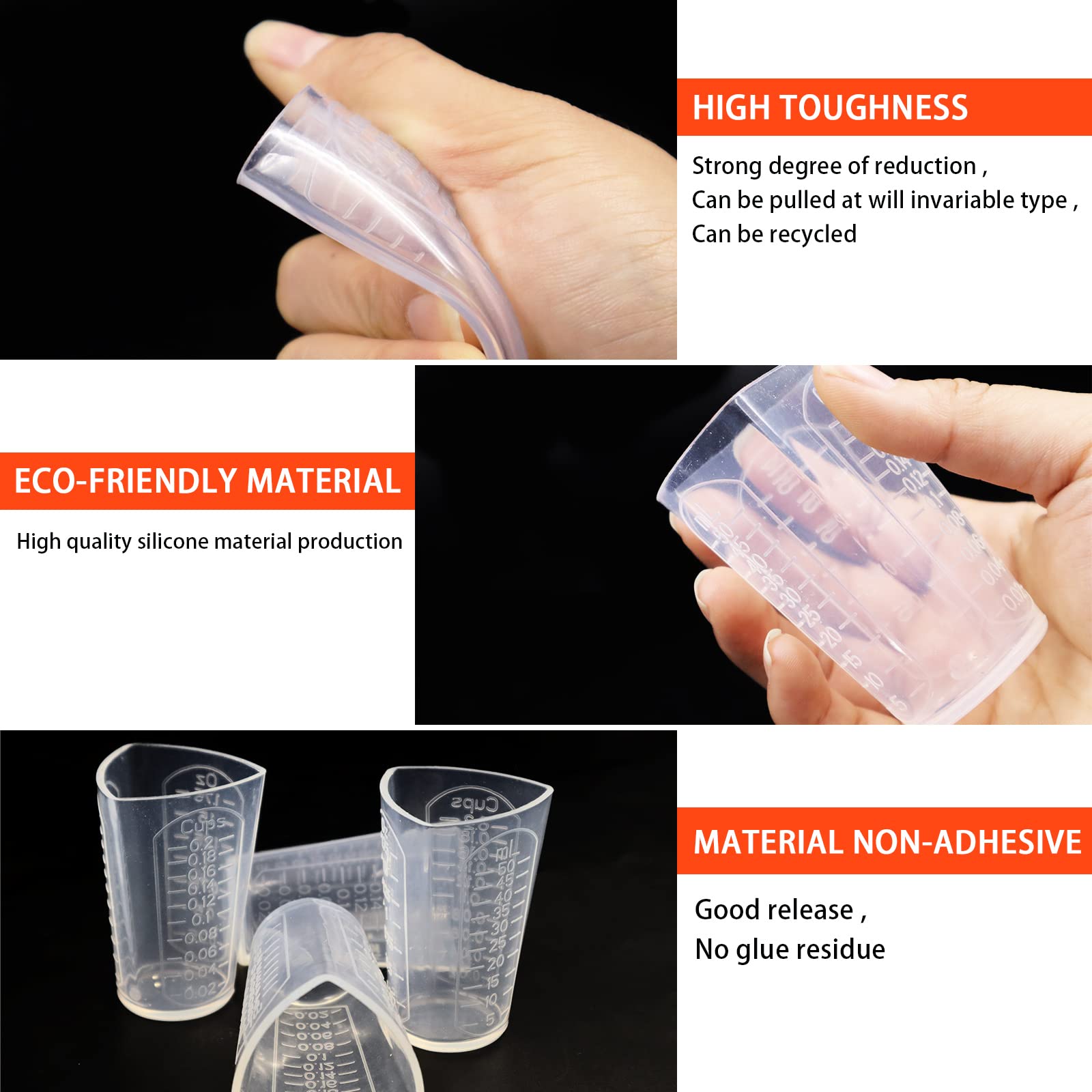 Silikon-Messbecher 1000 Ml – Mit 3 Maßeinheiten (ml, Oz, Cup), Hitzebeständig Bis 220°C, Antihaftbeschichtet