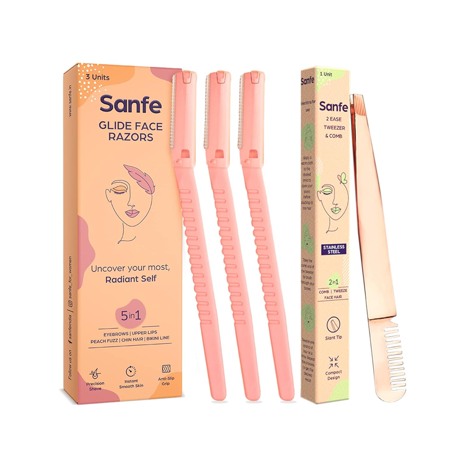Buy Sanfe Glide Reusable Face & Eyebrow Razor For Women Painfree