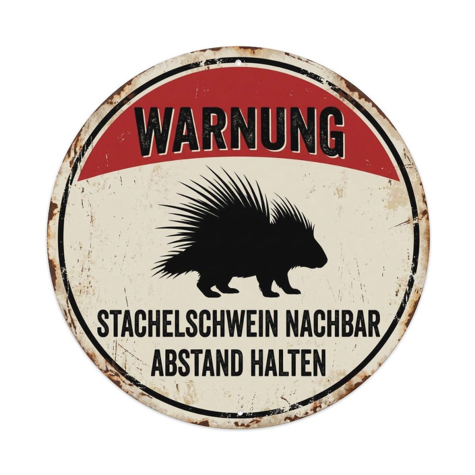 Vintage Grumpy Porcupine Prickly Neighbor Metal Tin Sign Plaque