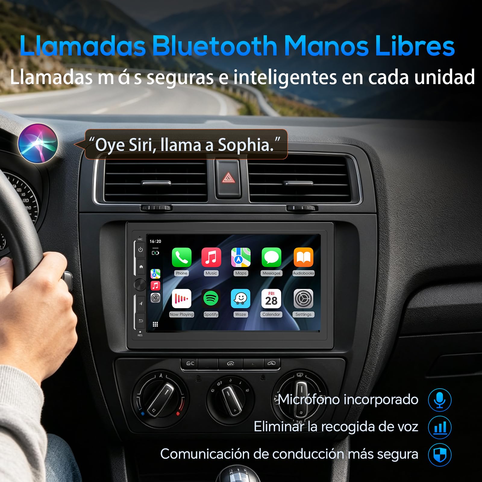 Haudio Radio samochodowe 2 DIN, 7 cali samochodowe stereo z bezprzewodowym systemem Android Auto & Carplay, kamera cofania 720p, Bluetooth, Mirror Link, SWC, sterowanie kierownicą, FM/AM/RDS/ASP, 2+32