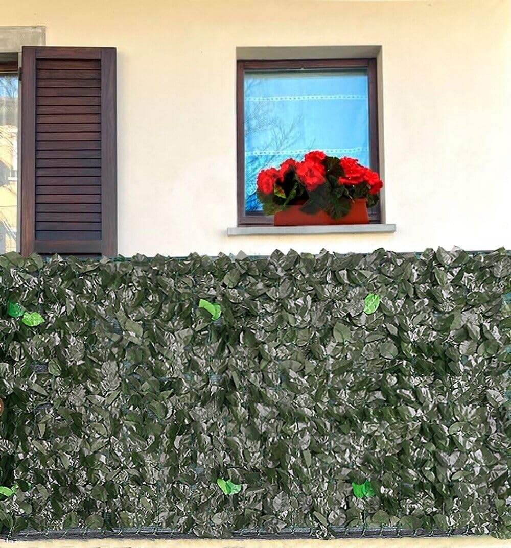 Siepe Artificiale Sintetica Finta Recinzione Casa Foglie Rete Telo Privacy Ombreggiante 150x1000 cm