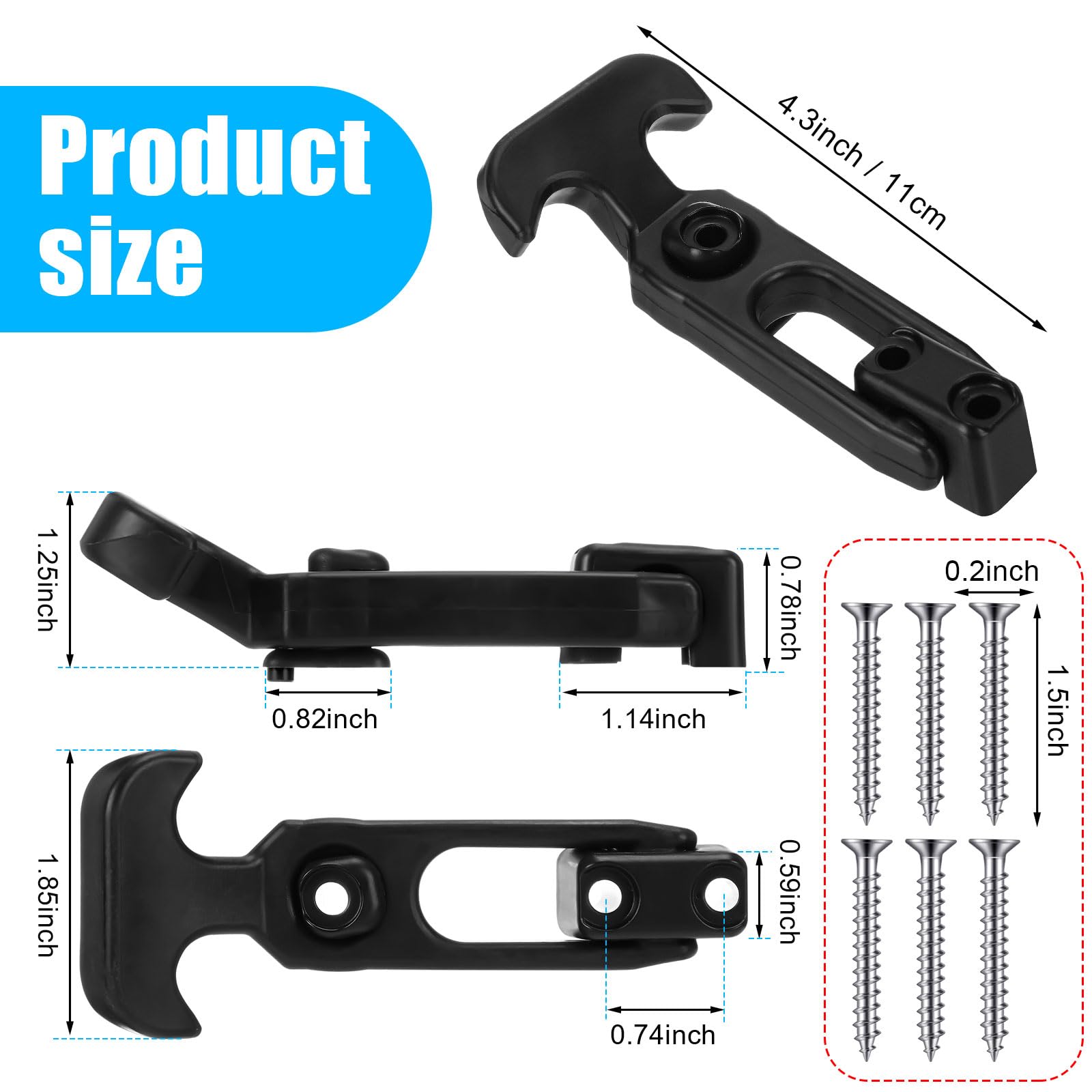 Mudder Flexible Rubber Draw Latch T Handle Hasp Rubber Draw Latches with Screws for Hood Cooler Tool Cabinet Boat Compartment Cargo Box (4 Pieces)