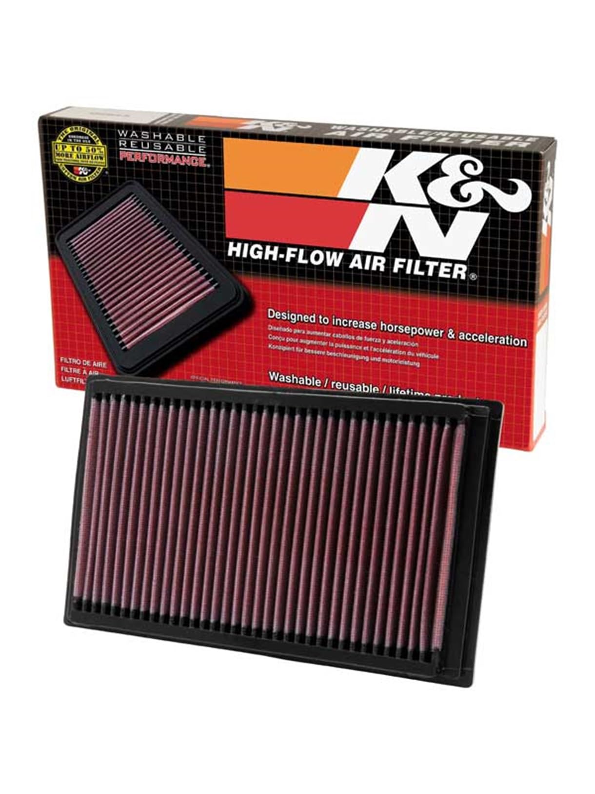 K&N Engine Air Filter: Reusable, Clean Every 75,000 Miles, Washable, Premium, Replacement Car Air Filter: Compatible with 2006-2012 FORD/MERCURY (Fusion, Milan), 33-2357