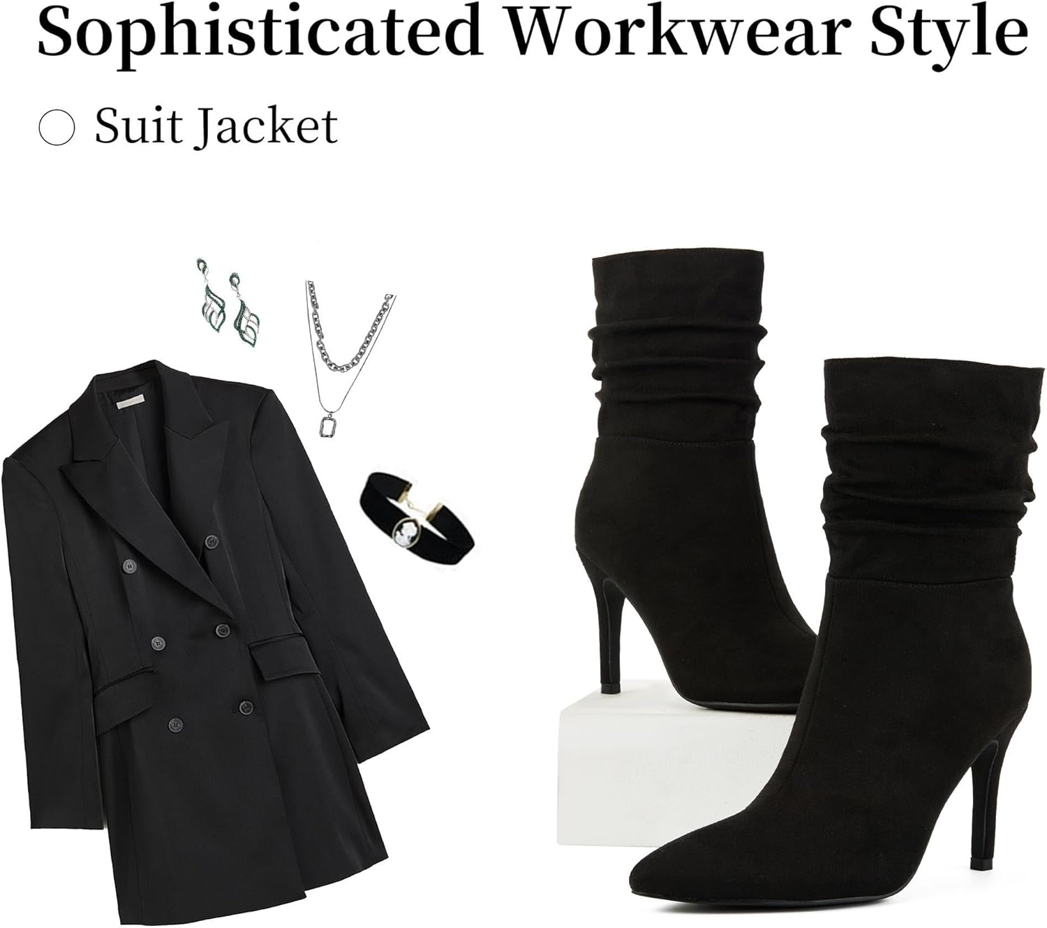 Putu Women's Stiletto High Heel Boots Slouchy Ankle Boots Sexy Dress Boots - Image 5