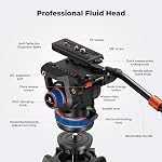K&F CONCEPT Video Tripod, 75"/191cm Heavy Duty Camera Tripod Stand with Fluid Head Damping Adjustable, Load up to 22lb/10kg, QR Plate Compatible with Canon Nikon Sony and Other DSLR Camcorder