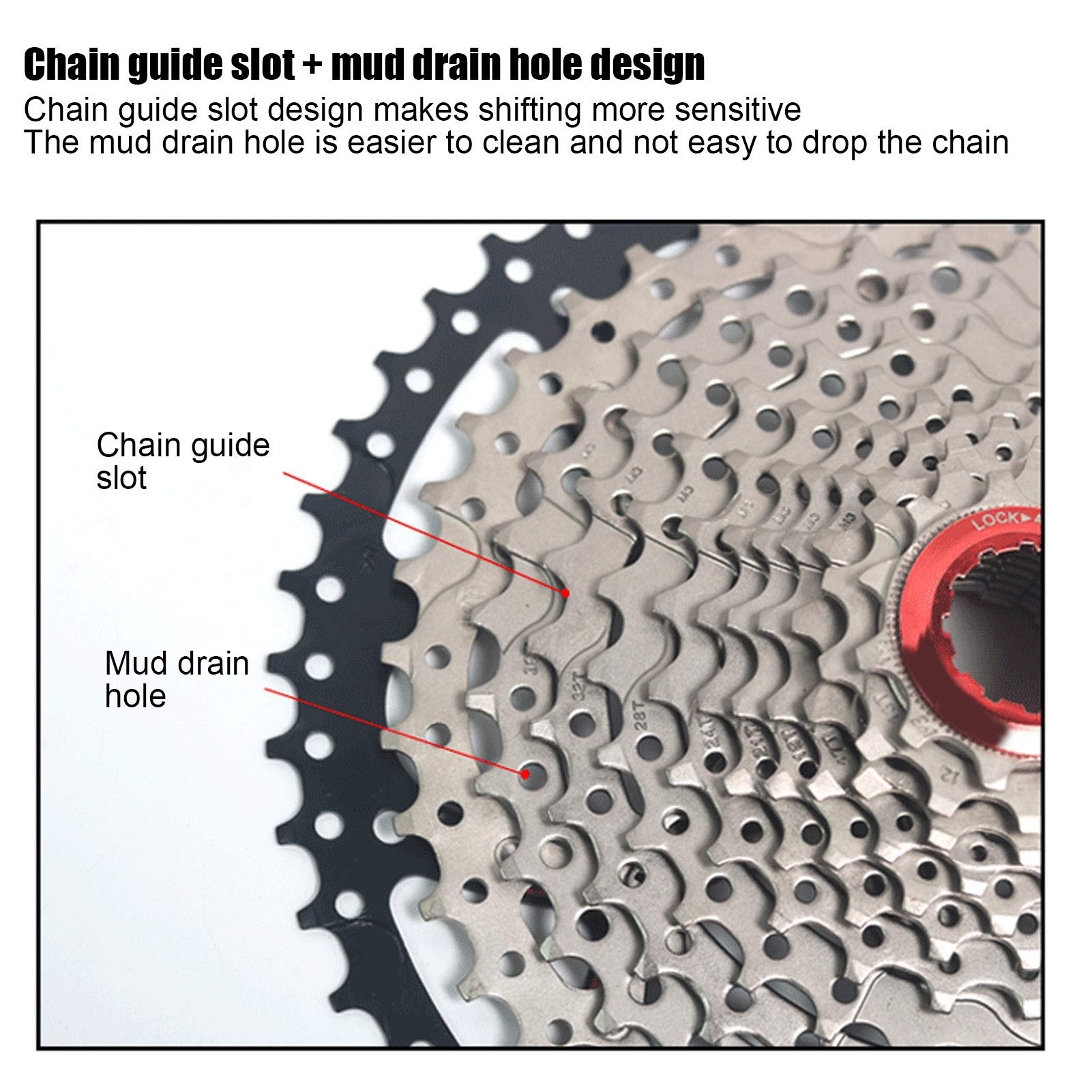 equlup Bike Cassette, 11?32T 10 Speed Freewheel Cassette Sprocket Flywheel Bicycle Replacement Accessory for Mountain Road Bikes, Silver