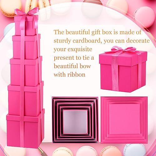 Vista 84 de Cholemy 5 cajas de regalo para Navidad con tapa y cinta, cajas de anidación cuadradas de tamaño mixto, cajas de envoltura de regalo, cajas 5