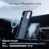 Vista 4 de ESR Funda para iPhone 15 Plus, funda de silicona MagSafe con soporte, protección de grado militar, soporte integrado para cámara, funda magnética