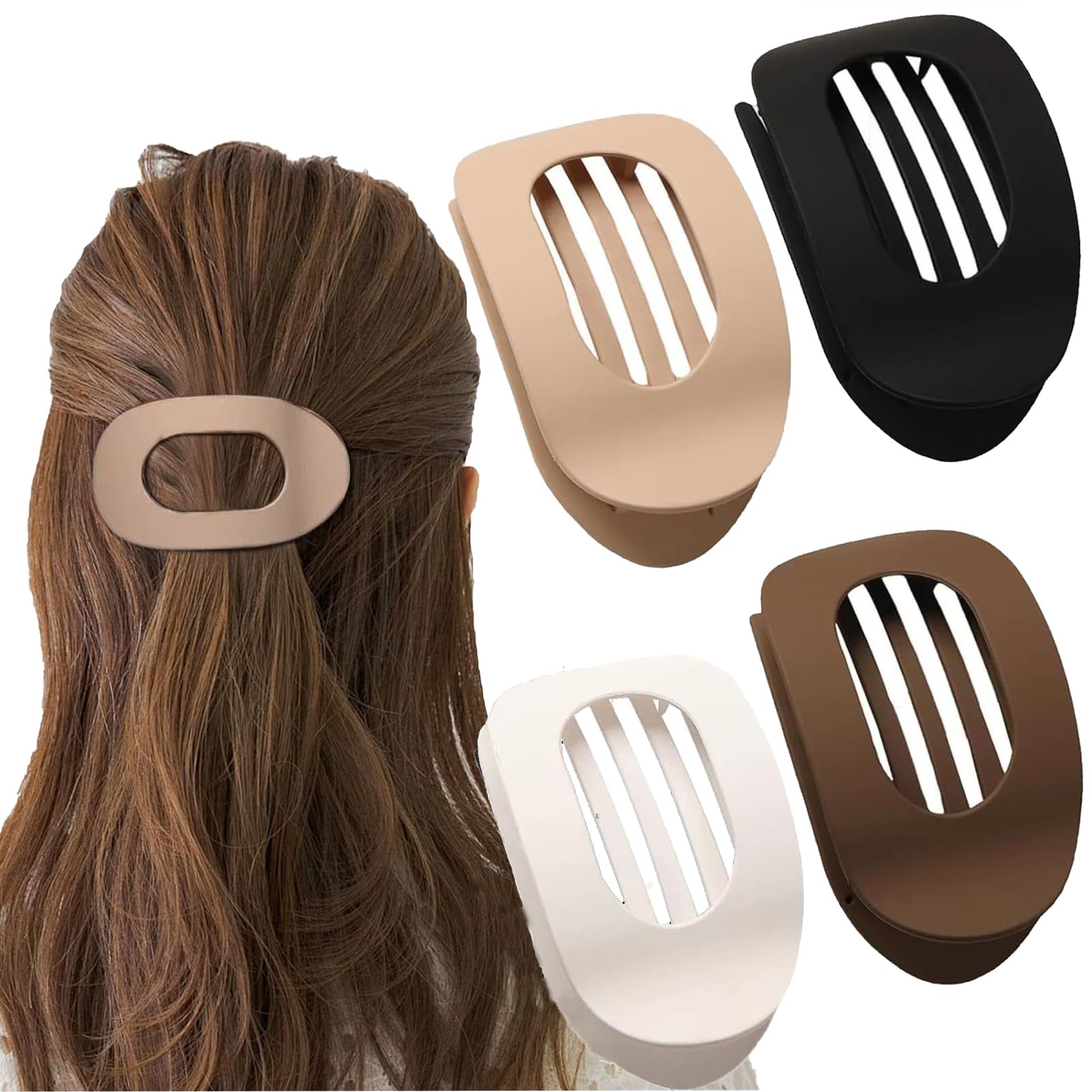 4 stücke Entenschnabel Haarspange,Neu Hair Clips,Einfach Elegante Entenschnabel Haarspange,Flach Sicherer Halt Innenzähne Haar Krallen Haarklammer für Mädchen Frauen Dickes Dünnes Haar