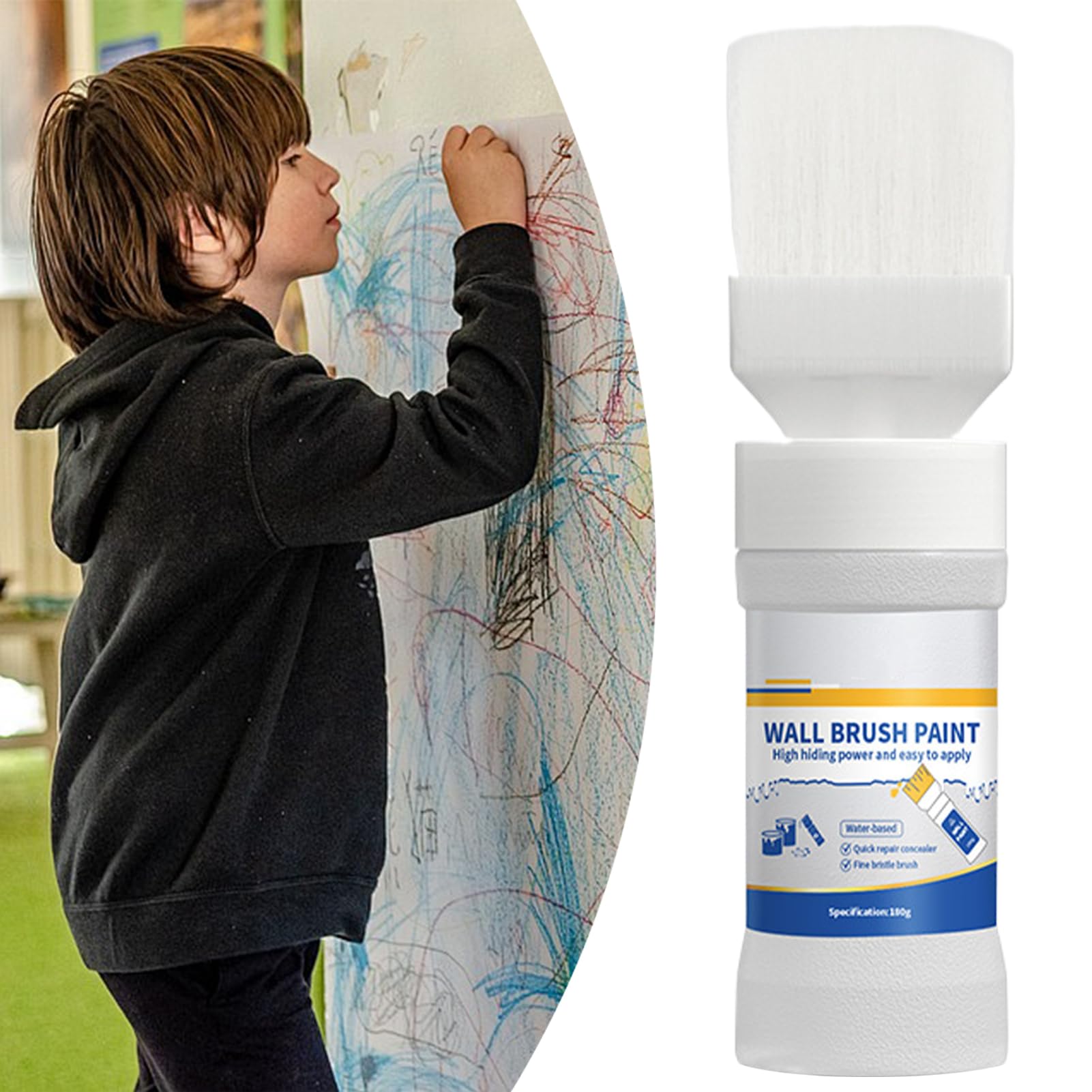 Touchup Paint for Walls - 180g Safe Wall Repair Paste fr Home, Water-Based Walls Touchup Paints with Brush, White Ceiling Paint, Interior Wall Painting Kit for Wallss | Small Scratch Repair, Easy Appl — view 3