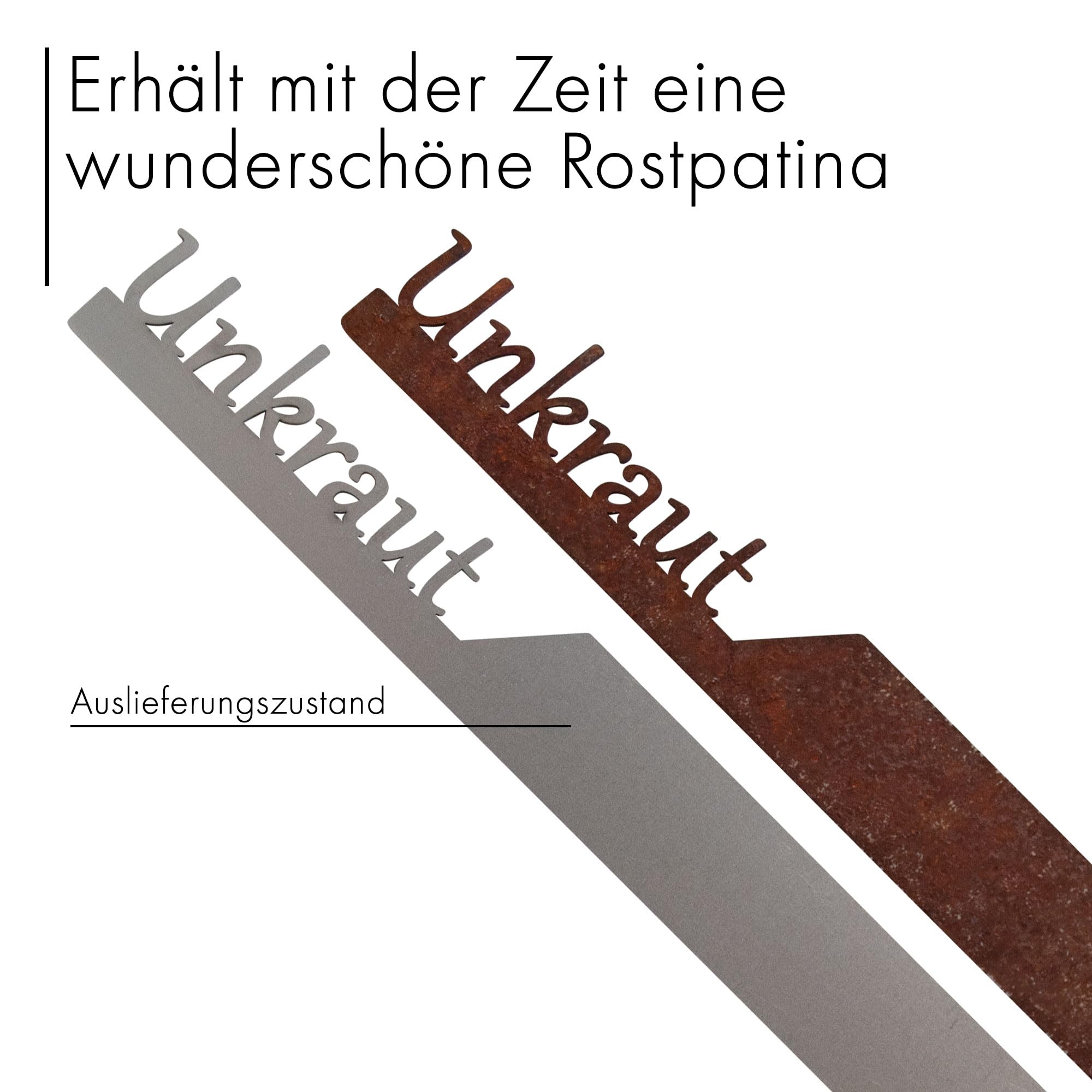 EXTRAVAGANT Garden Stake, Weatherproof Metal Steel Rust Patina Plant Signs, 240 mm x 25 mm, Made in Germany - Image 4