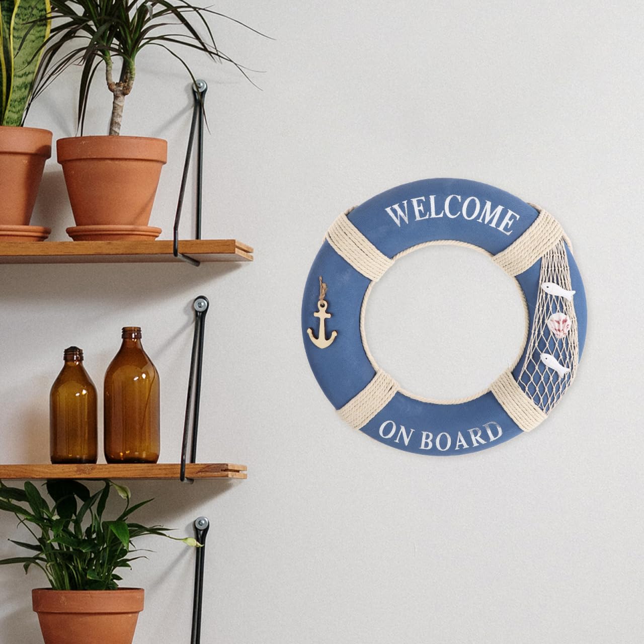 GANAZONO Rettungsring Deko 50Cm Mediterraner Stil Hängende Wanddekoration Für Restaurant Café Bar Heimdekoration Willkommen Schild