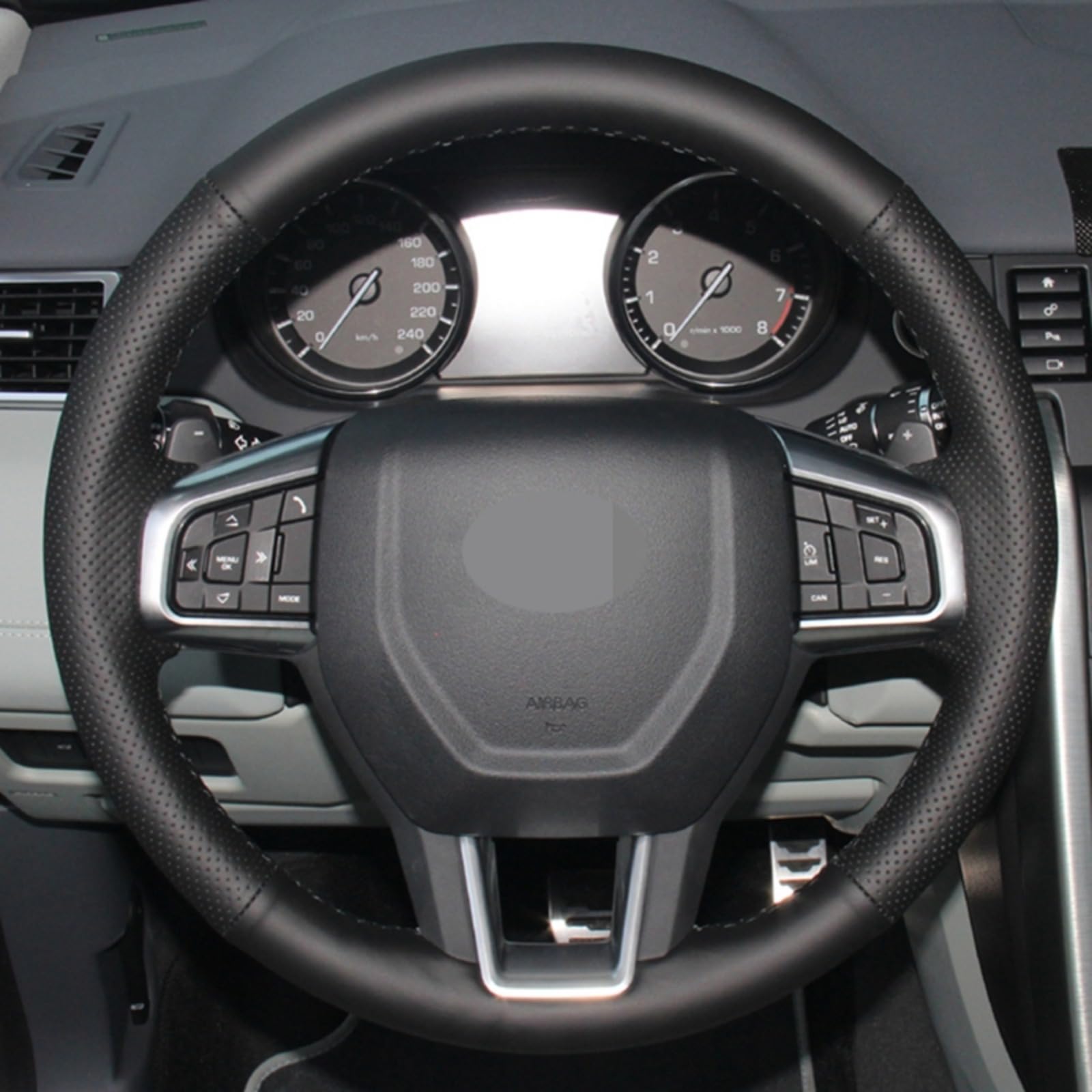 Funda Suave para Volante de Coche Fundas para Volante de Coche de Cuero Genuino Negro para Land Rover,para Discovery Sport 2015-2017